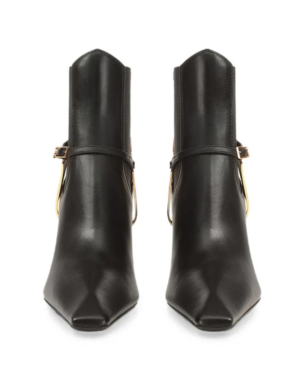 Sergio Rossi Black Spur Buckled Leather Ankle Boots