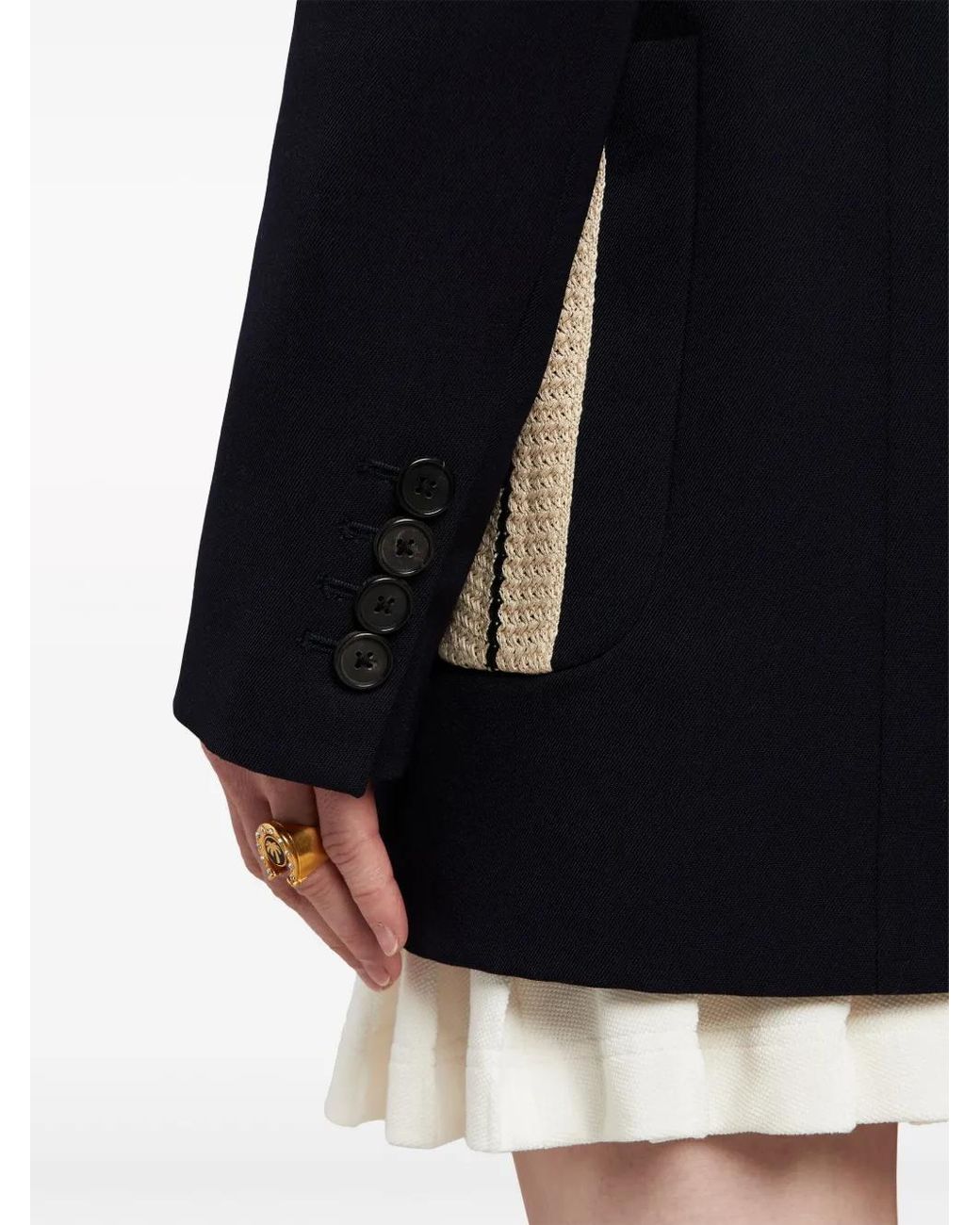 Palm Angels Black Tape-Detail Virgin Wool-Blend Blazer
