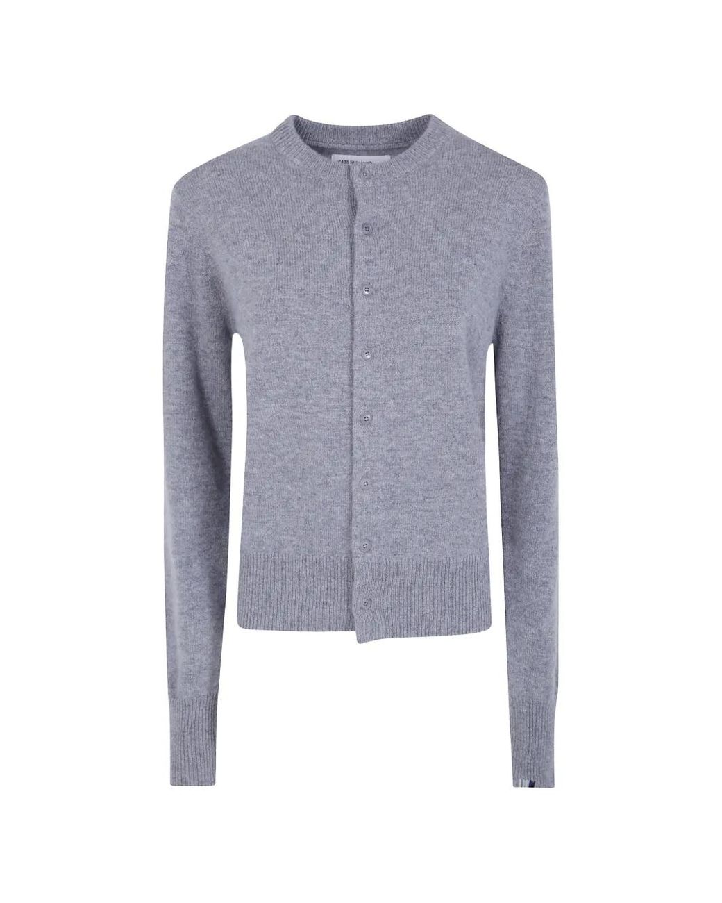 Extreme Cashmere Blue Ribbed-Trim Cashmere Cardigan