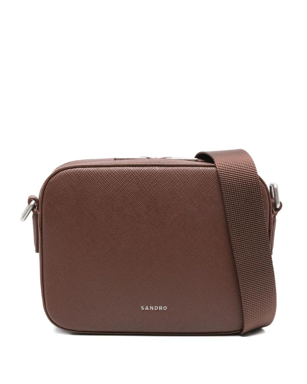 Sandro Brown Small Reconstituted Leather Bag for men