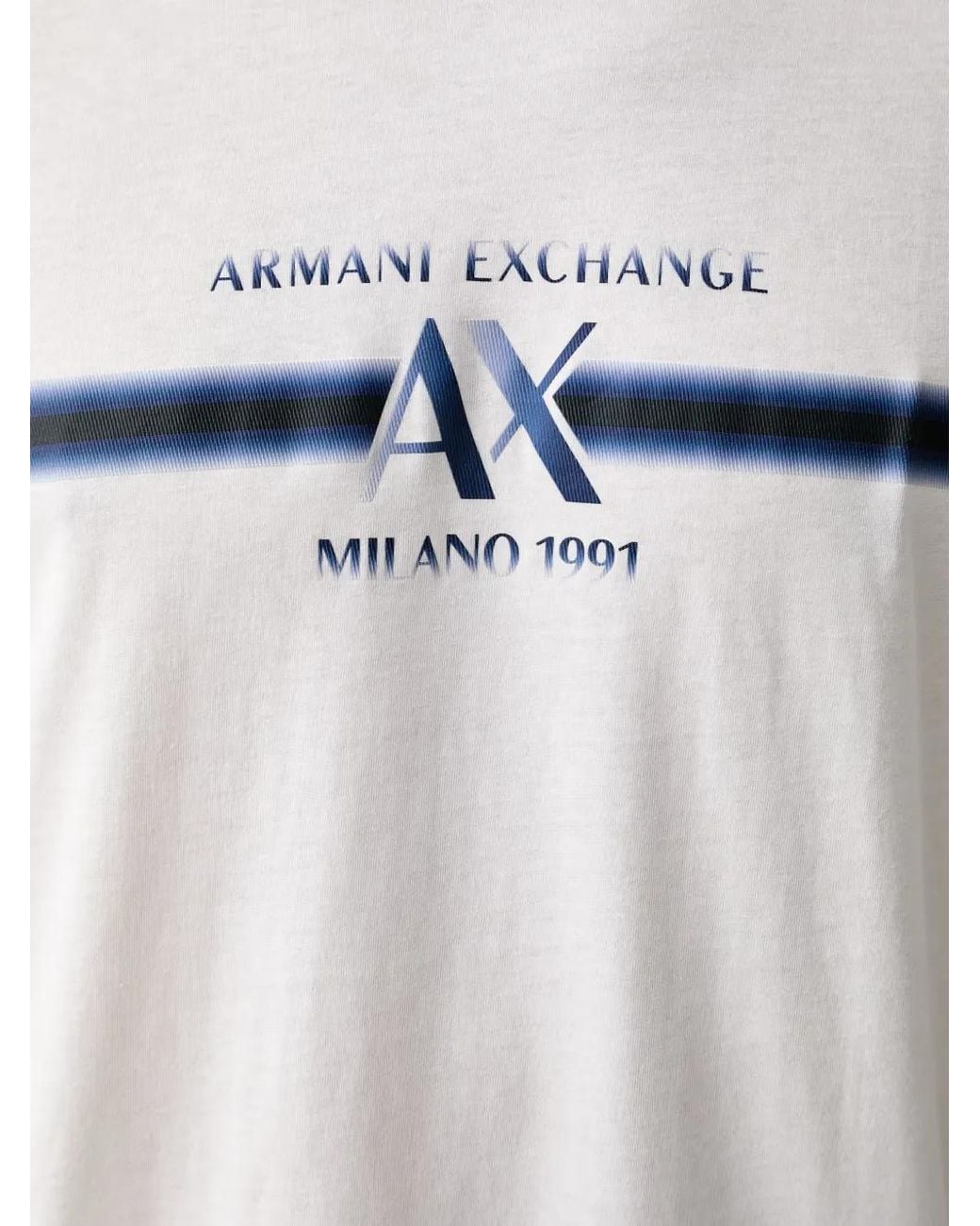 ARMANI EXCHANGE White Logo-Print Cotton T-Shirt for men