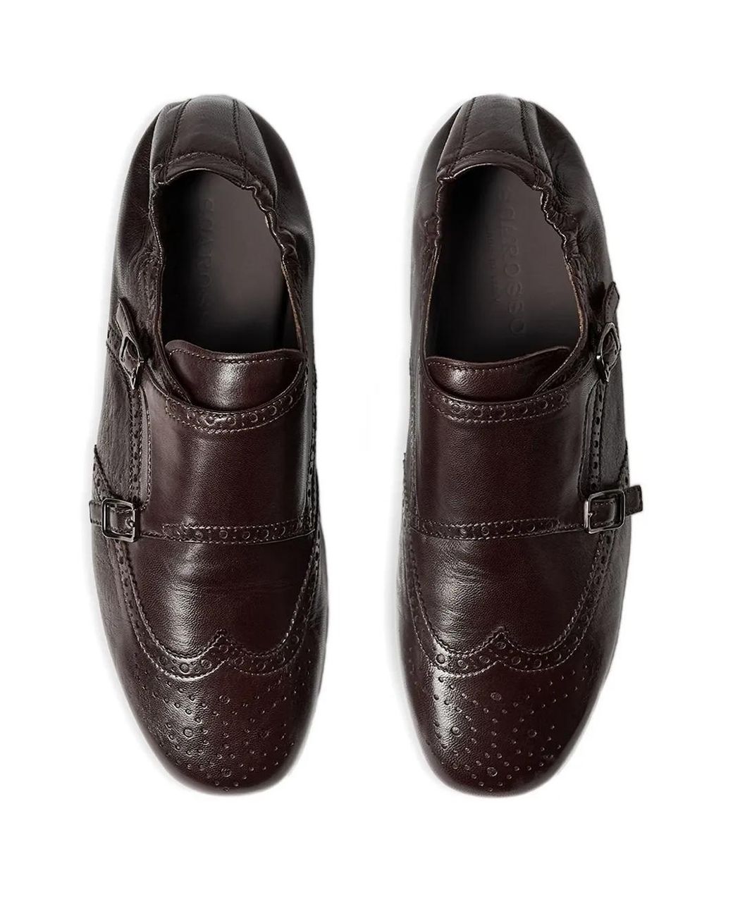 Scarosso Brown Johnny Buckled Brogue Monk Shoes for men