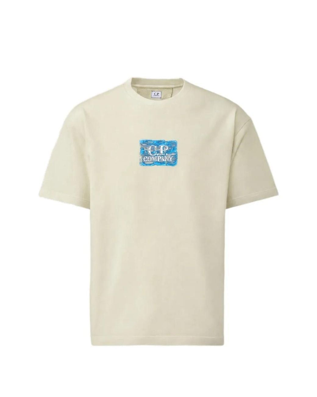 C P Company White Logo-Print Cotton T-Shirt for men