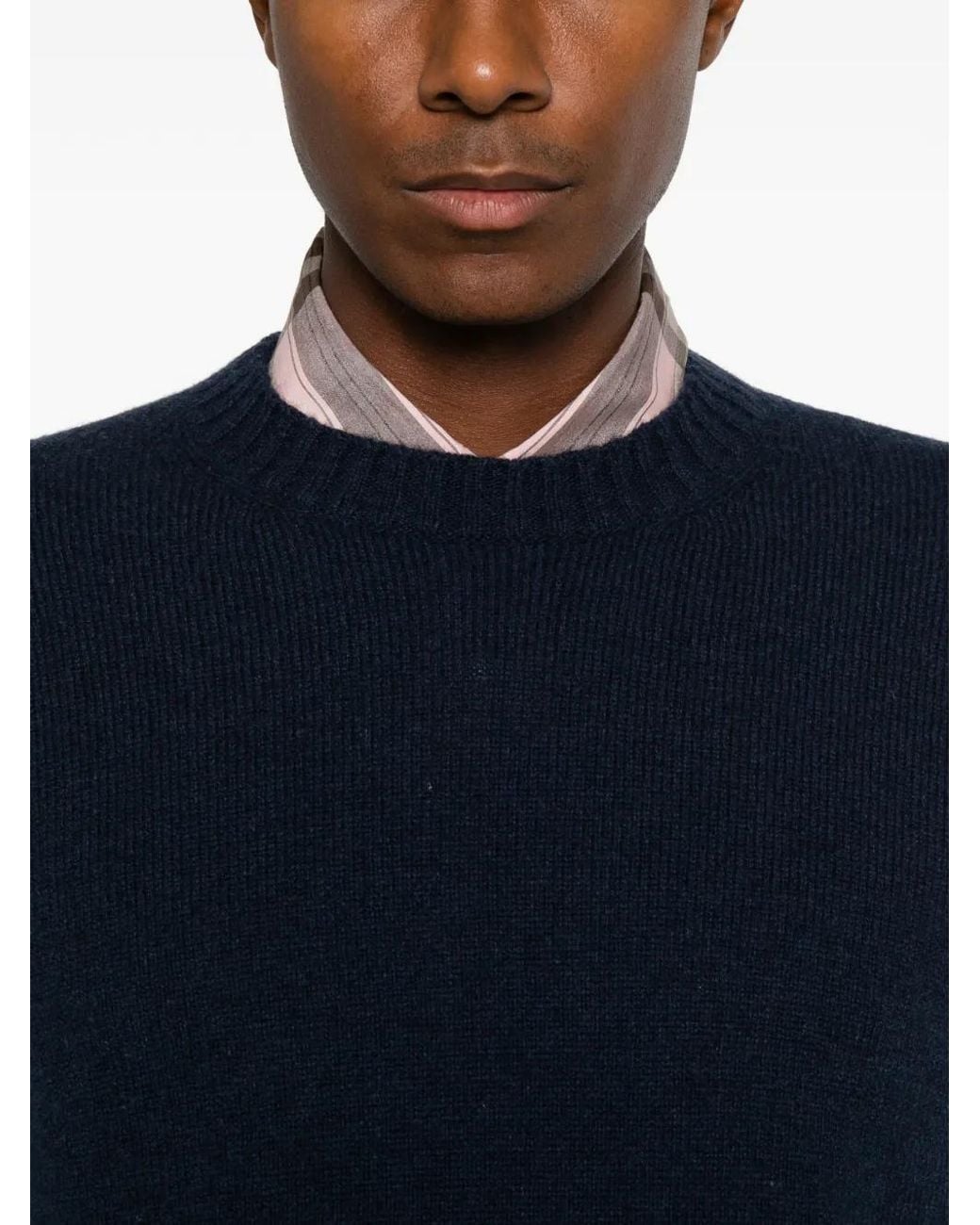 Amaranto Blue Ribbed-Knit Sweater for men