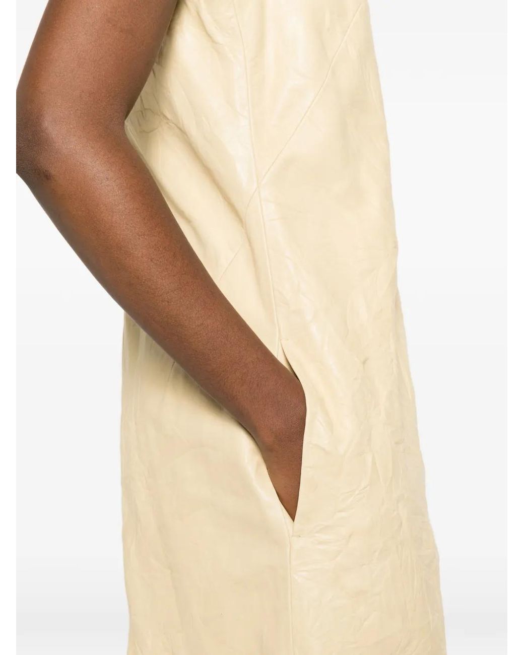 Totême White Crinkled Leather Dress Champagne