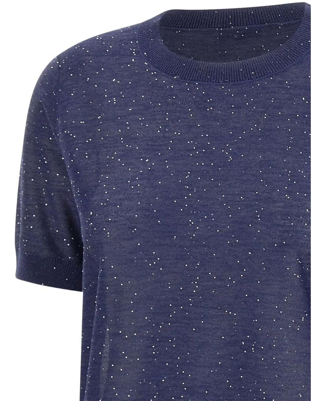 Kangra Blue Sequin Crew-Neck Sweater