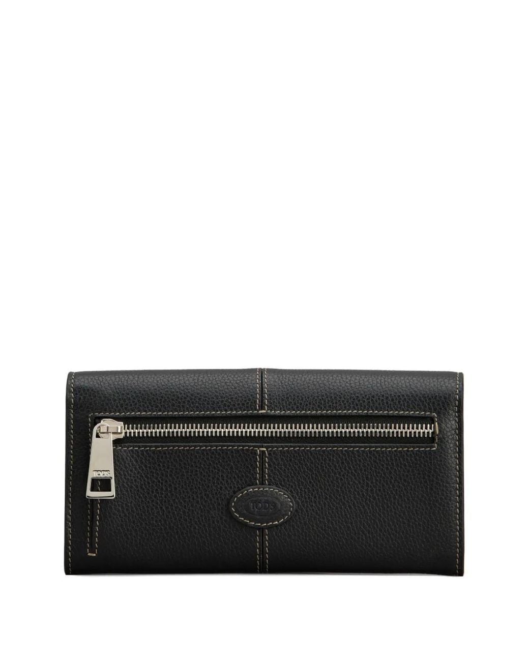 Tod's Black Leather Stitched Wallet