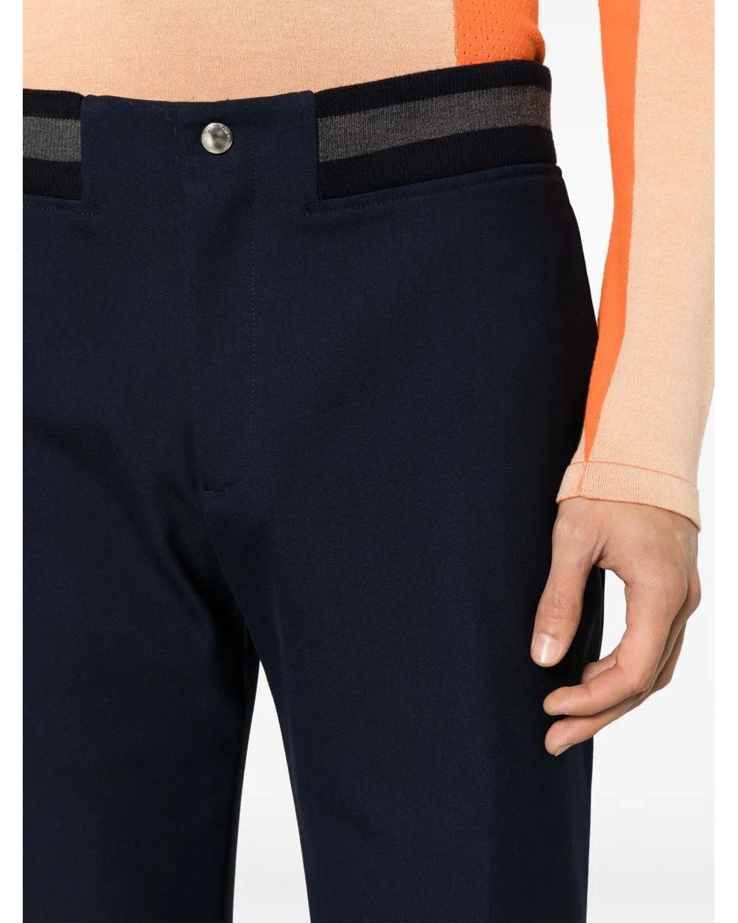 Off-White c/o Virgil Abloh Blue Stripe-Detail Straight-Leg Trousers for men