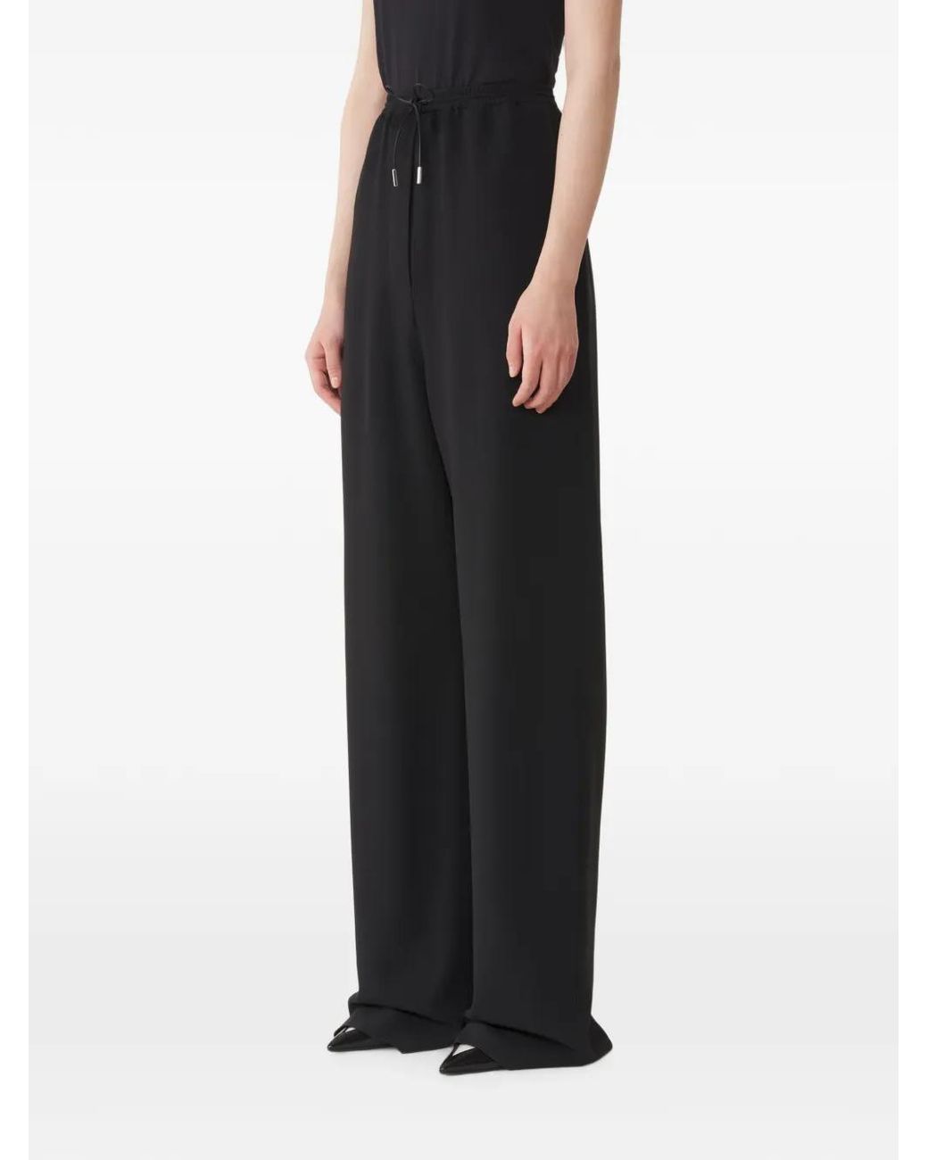 Lanvin Black Drawstring Wide-Leg Trousers