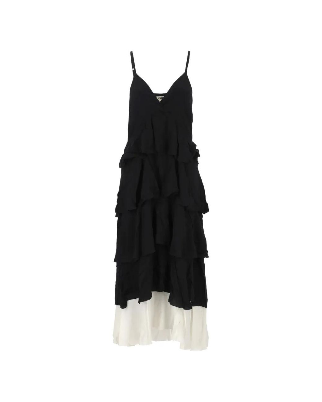 Fiorucci Black Midi Ruffled Tiered Dress