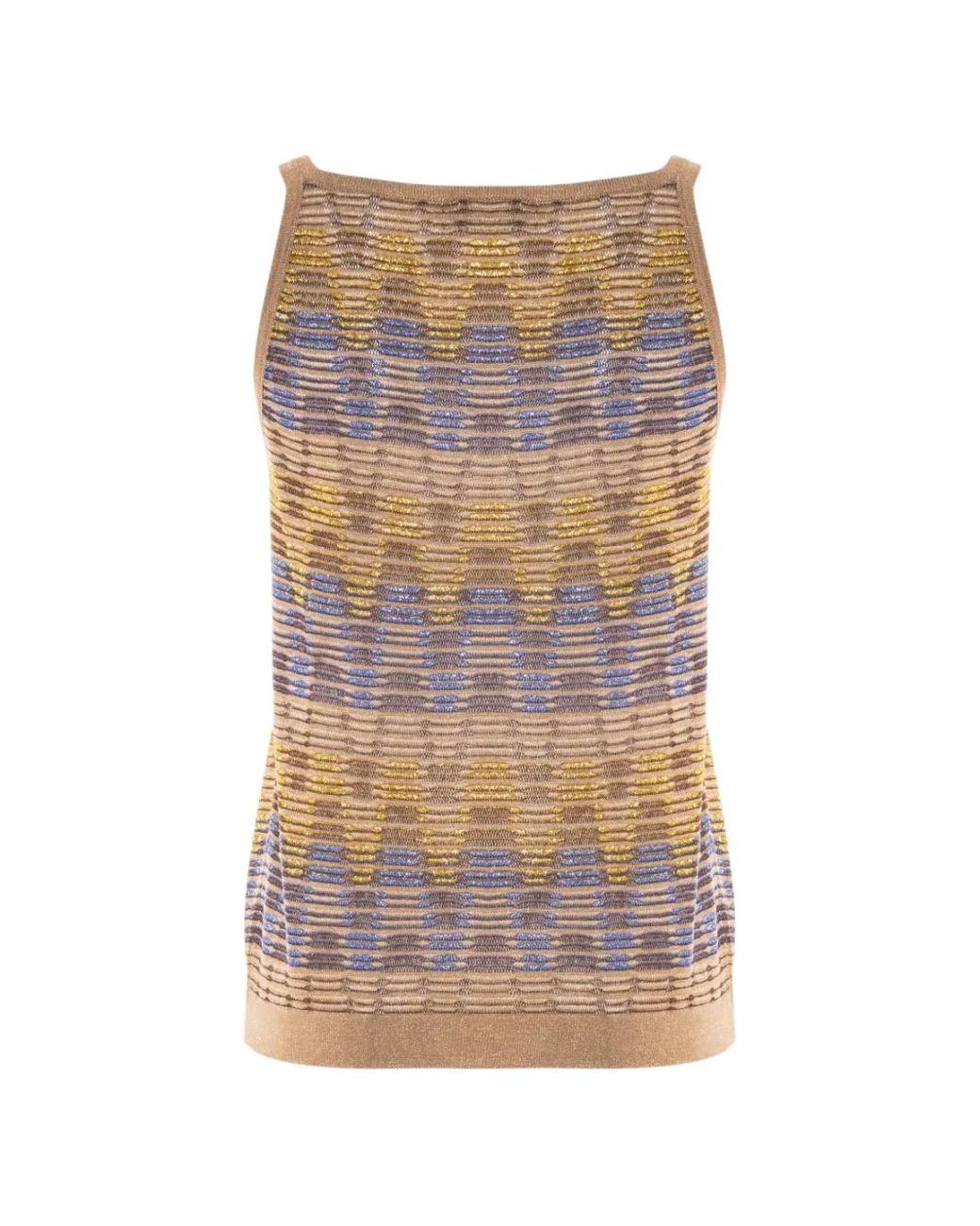 Nenette Brown Geometric-Pattern Knot-Detail Top