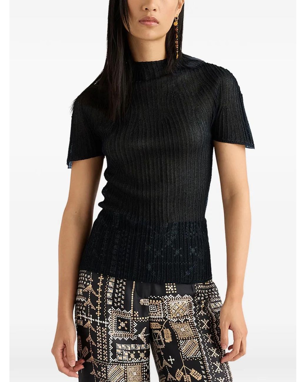 Momoní Black Mirada Ribbed T-Shirt