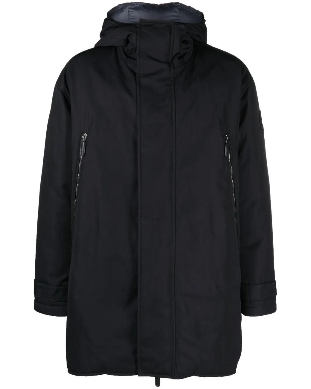 Giorgio Armani Blue Logo-Embroidered Padded Coat for men