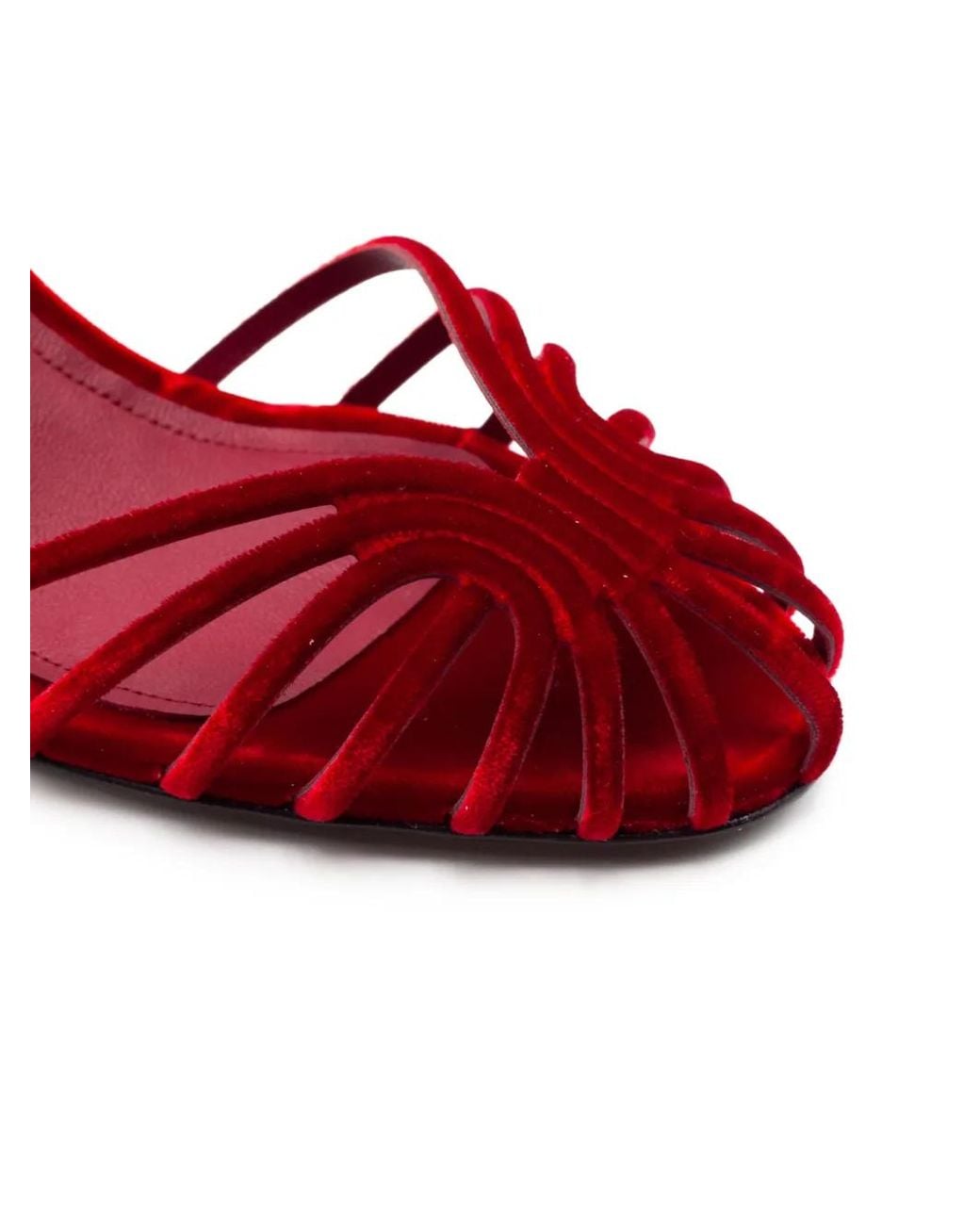 ALEVI Red Cage Velvet Sandals