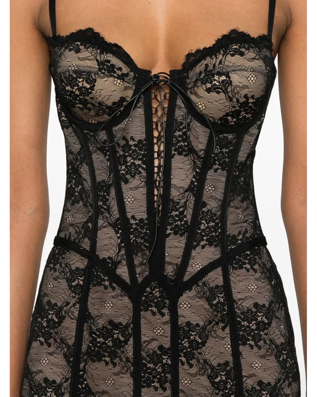GIUSEPPE DI MORABITO Black Floral-Lace Gown