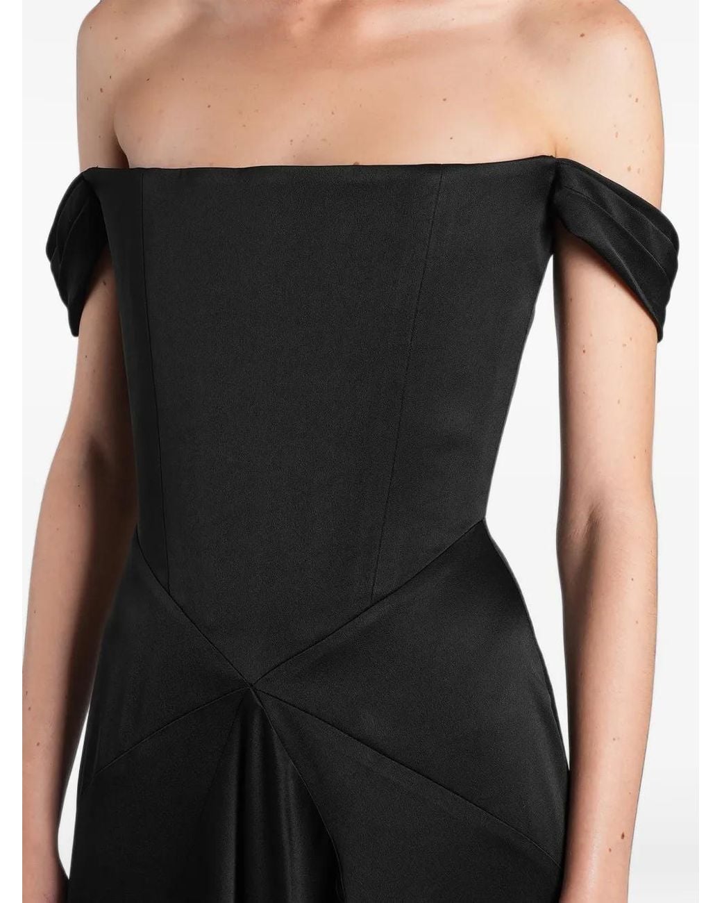 Alex Perry Black Off-Shoulder Draped Maxi Gown