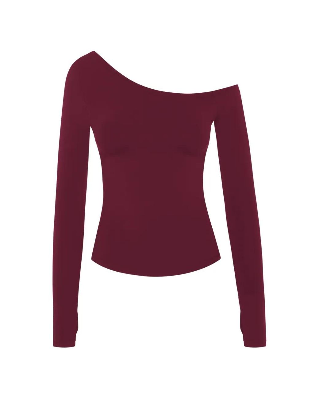 AMADAWEAR Purple Sabrina Asymmetric Top