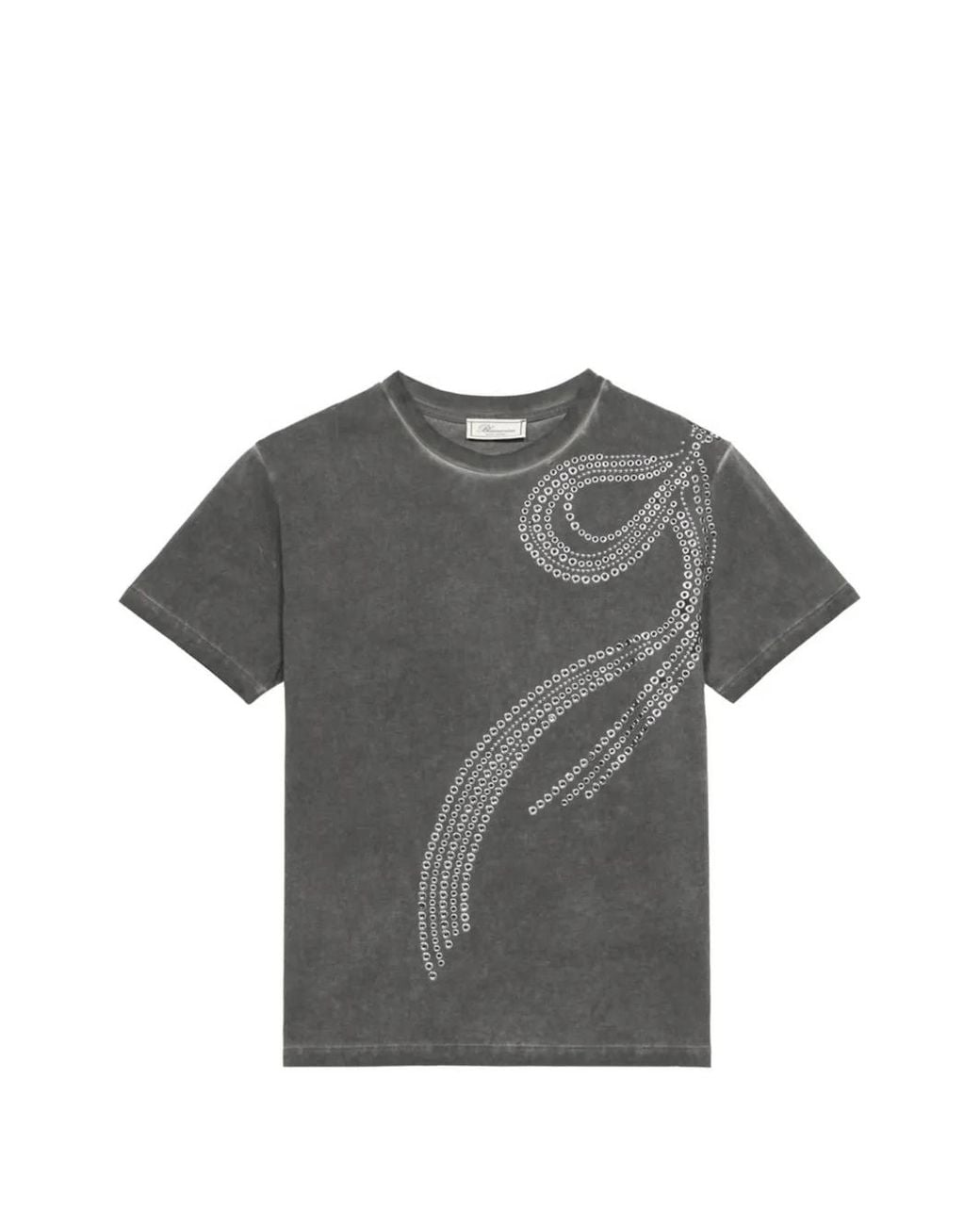 Blumarine Gray Stud-Embellished Eyelet T-Shirt