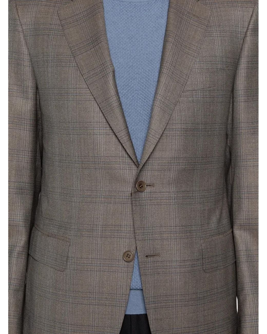 Canali Gray Check Two-Button Blazer for men