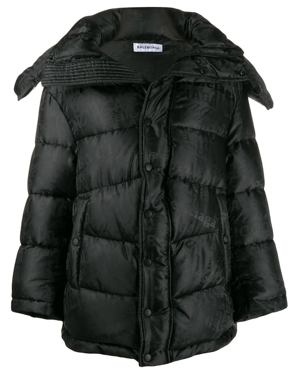 Balenciaga Black Mixed Typo Swing Puffer Jacket