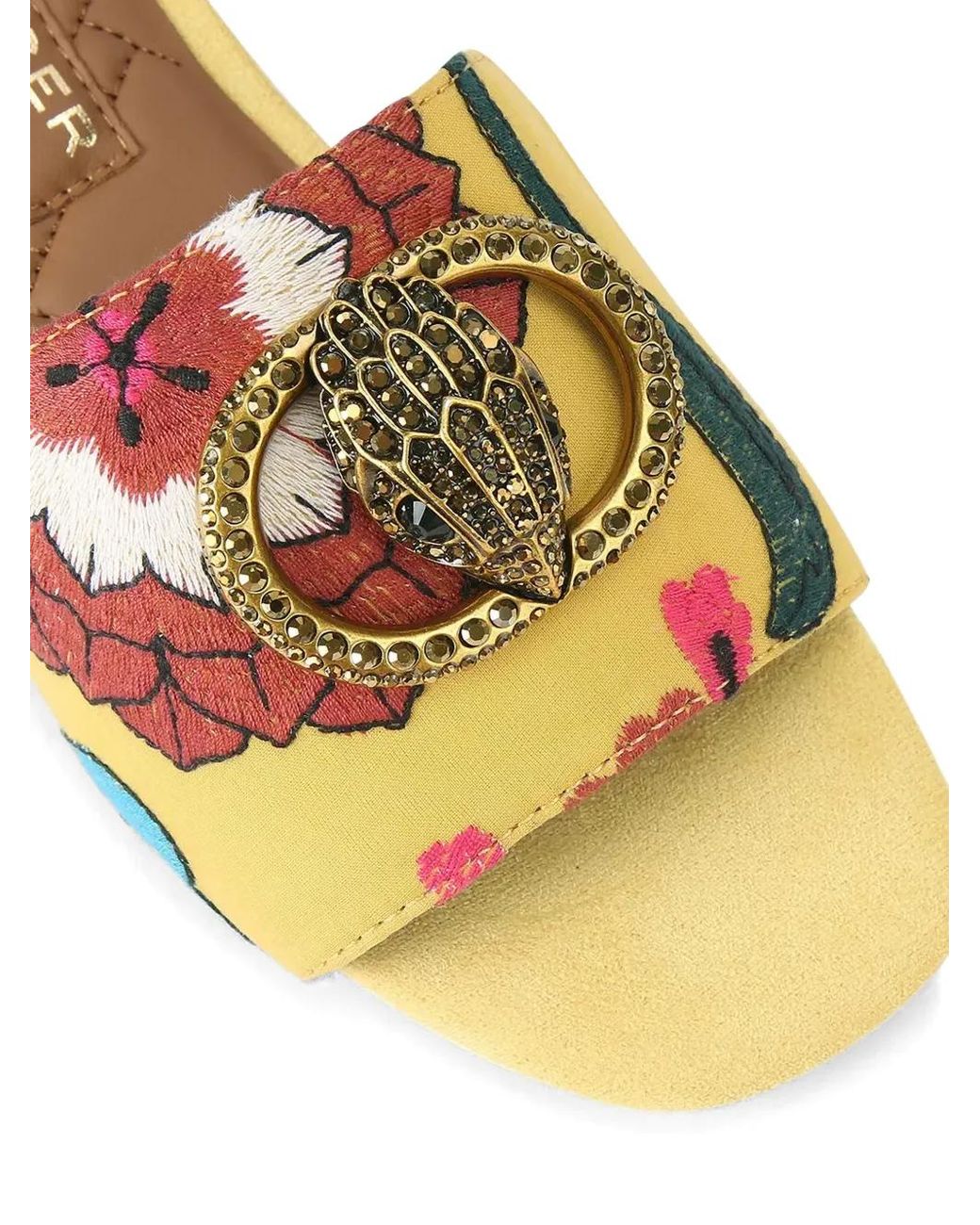 Kurt Geiger Yellow Chelsea Floral-Embroidered Sandals