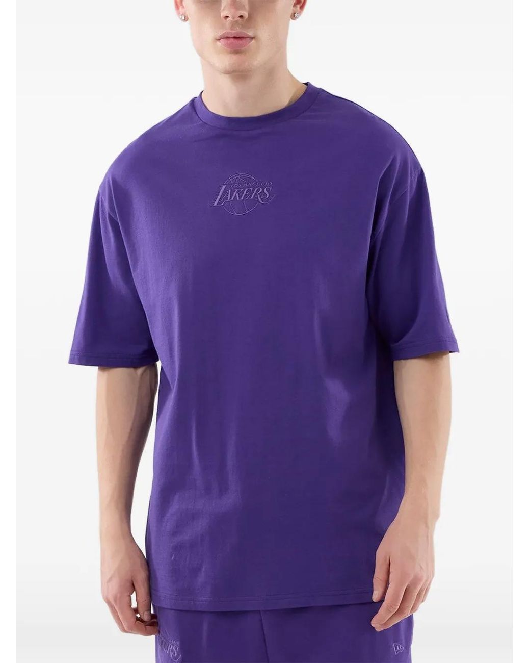 KTZ Purple Los Angeles Lakers Embroidered T-Shirt for men