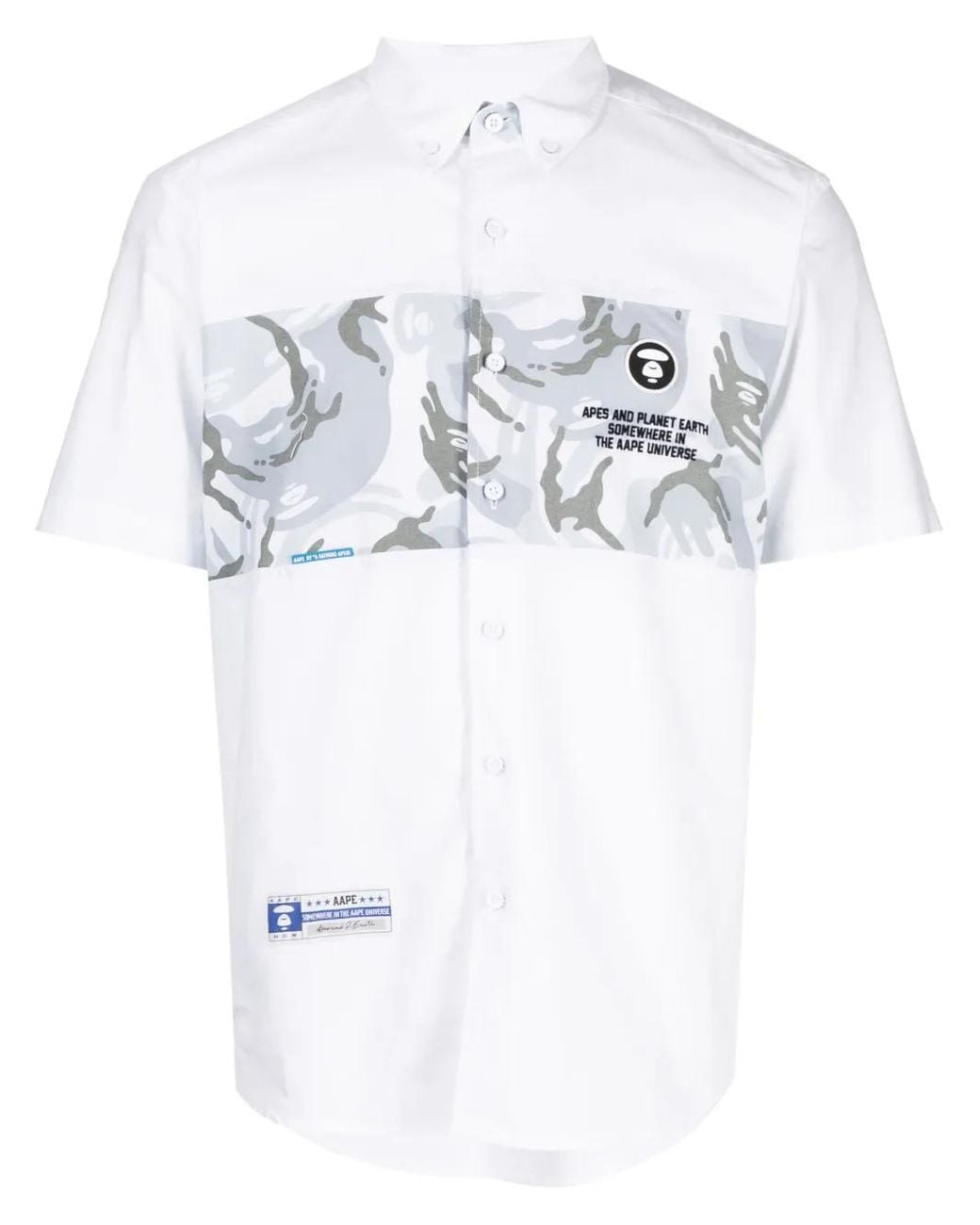 Aape By A Bathing Ape White Logo-Patch Cotton Shirt for men