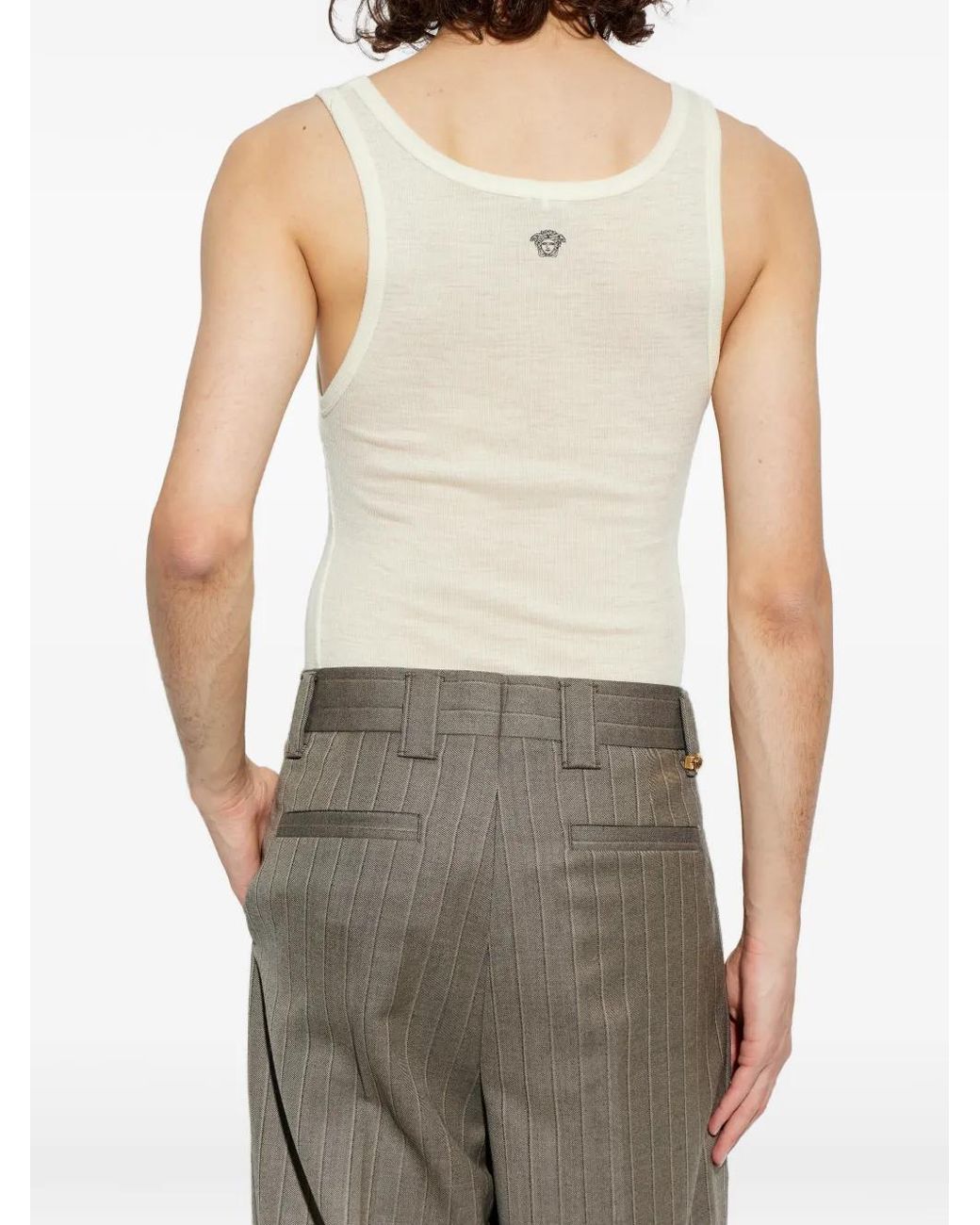 Versace White Medusa-Logo Wool Tank Top for men