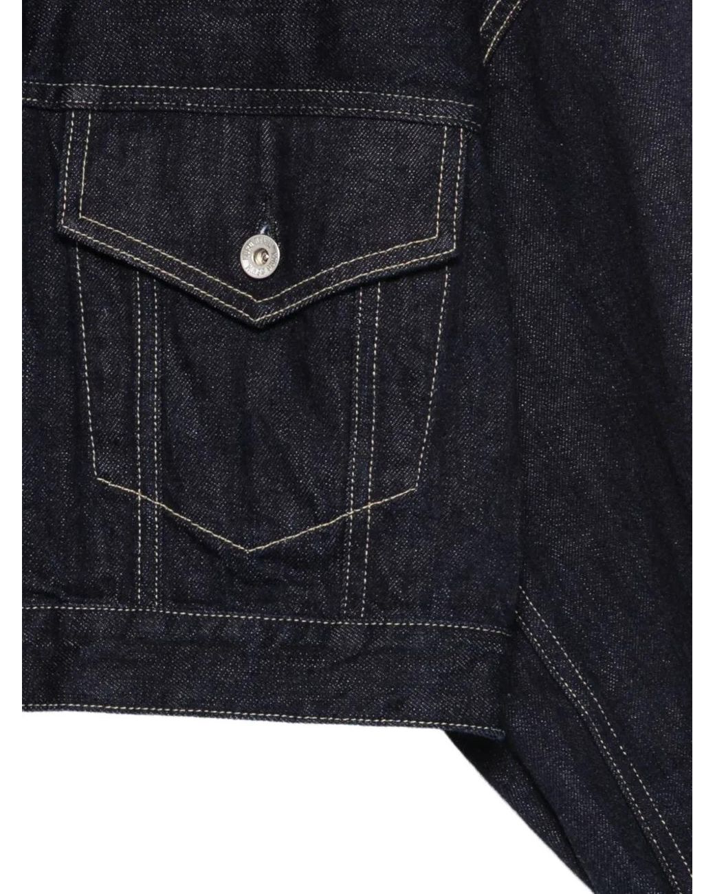 Kuro Black Selvedge Cropped Buttoned Trucker Jacket