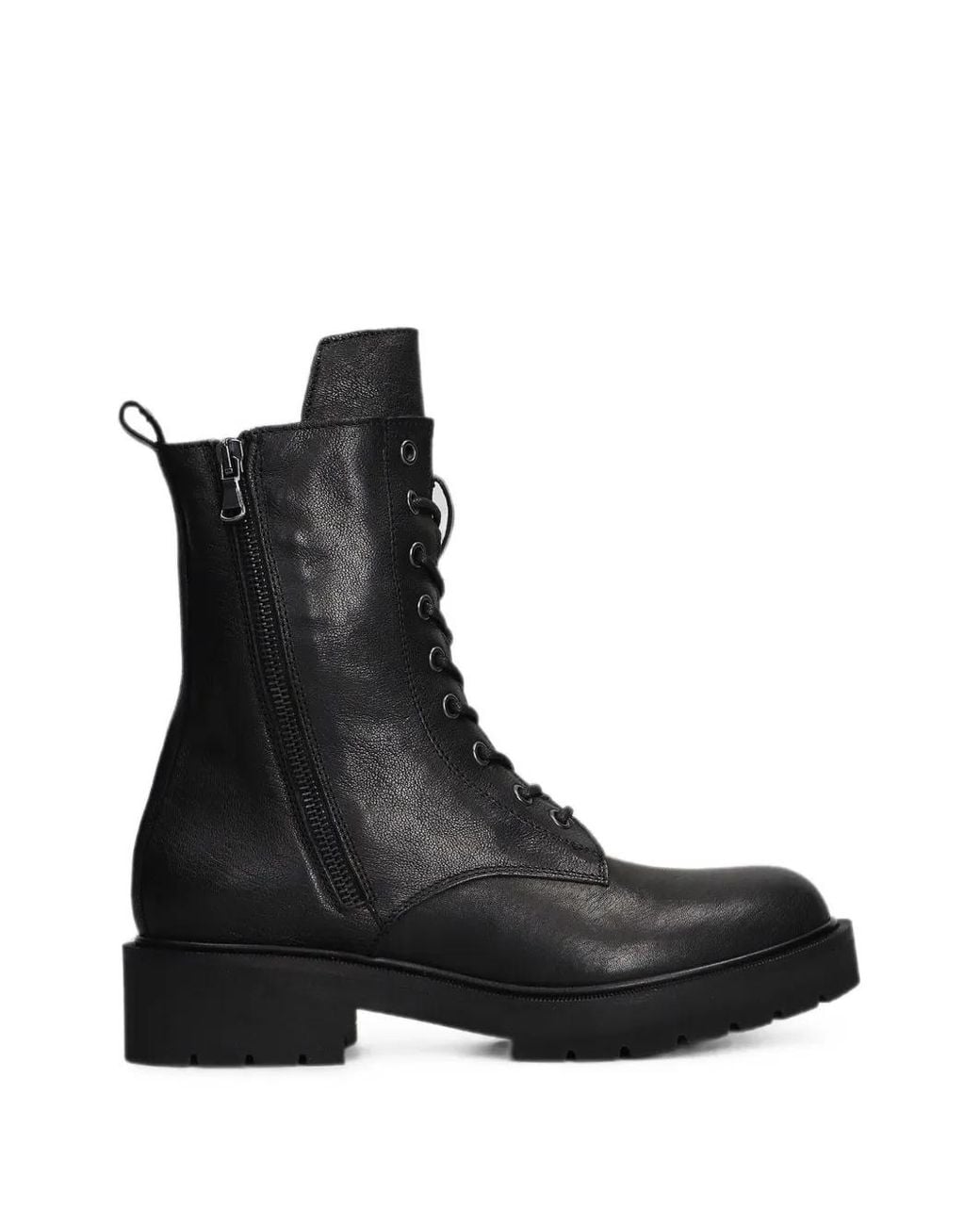 Julie Dee Black Lace-Up Combat Boots