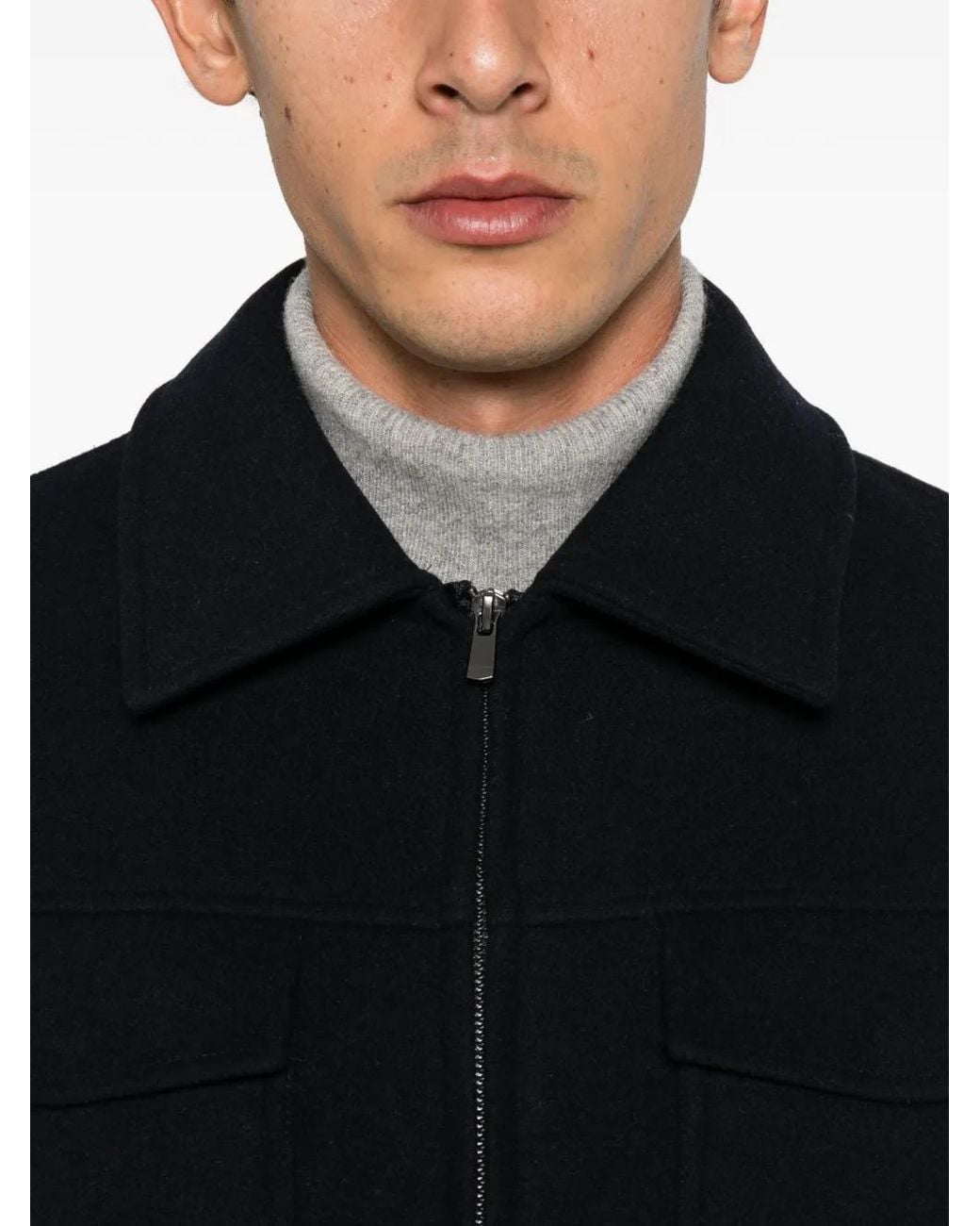 Manuel Ritz Black Zip-Up Wool-Blend Jacket for men