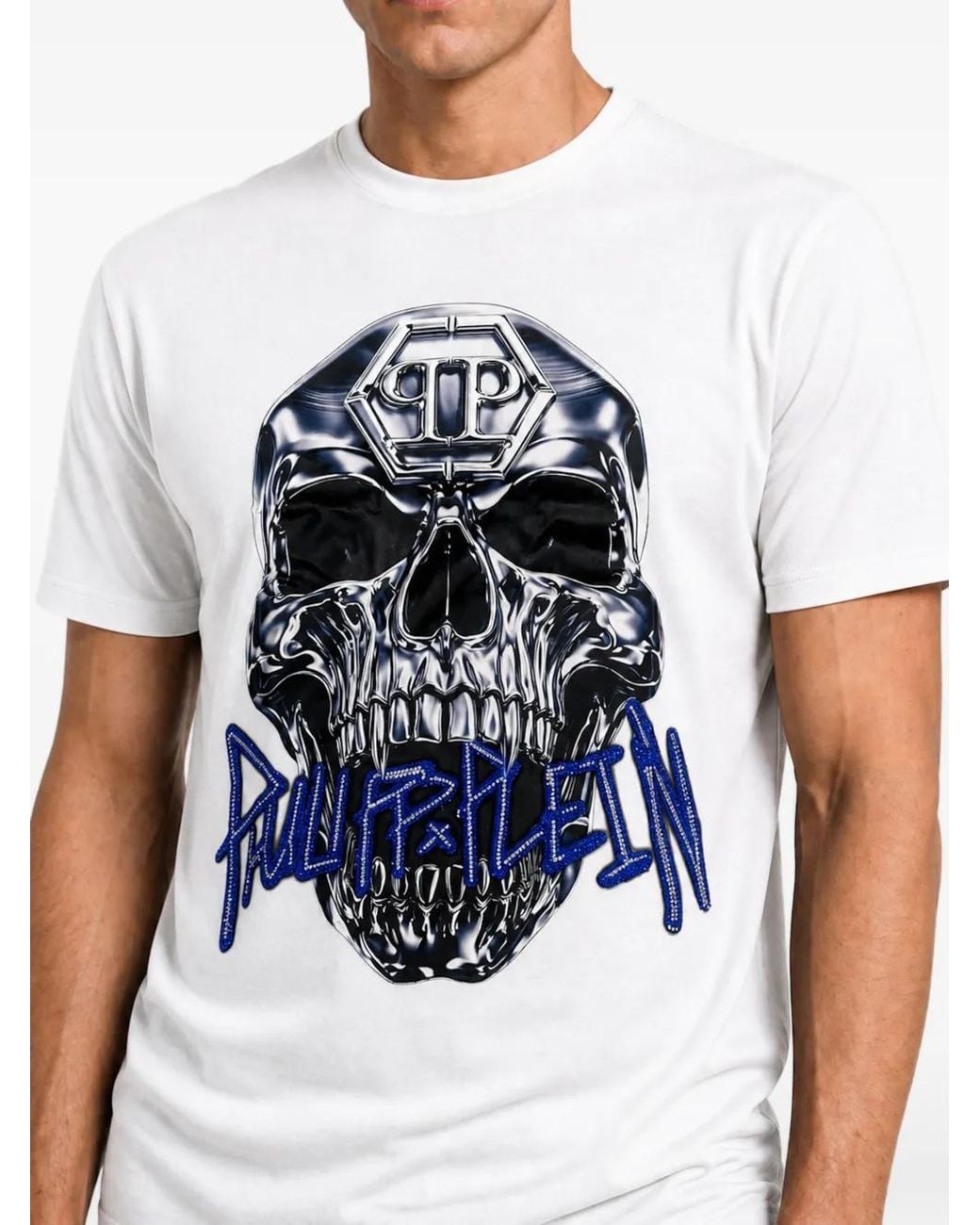 Philipp Plein White T-Shirt À Imprimé Tête De Mort for men