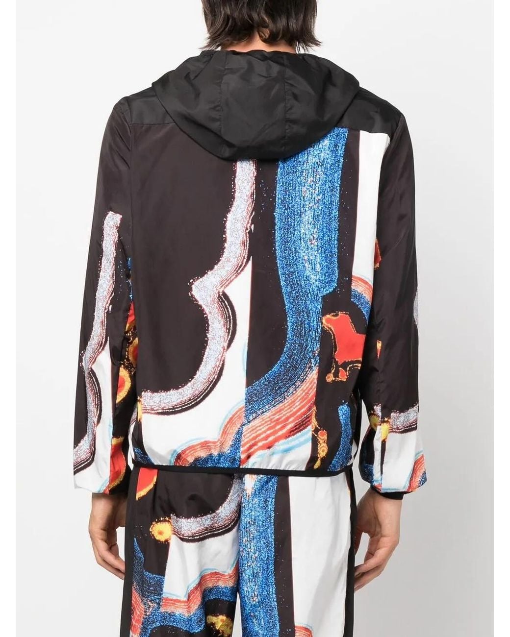 Ambush Black Abstract-Pattern Paneled Technical Jacket for men
