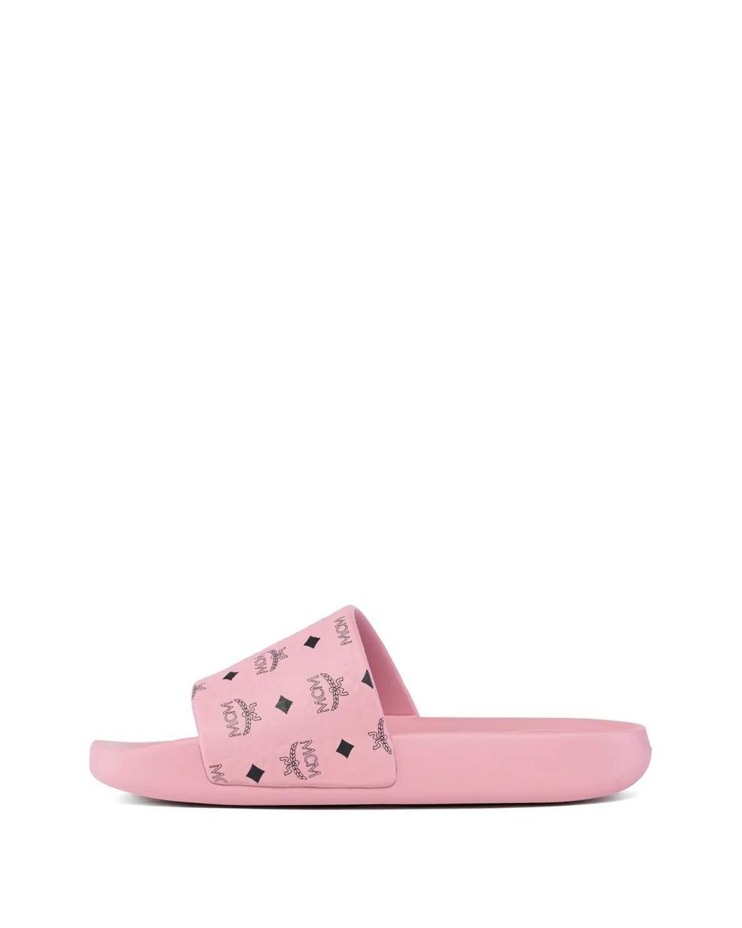 MCM Pink Monogram-Print Slides