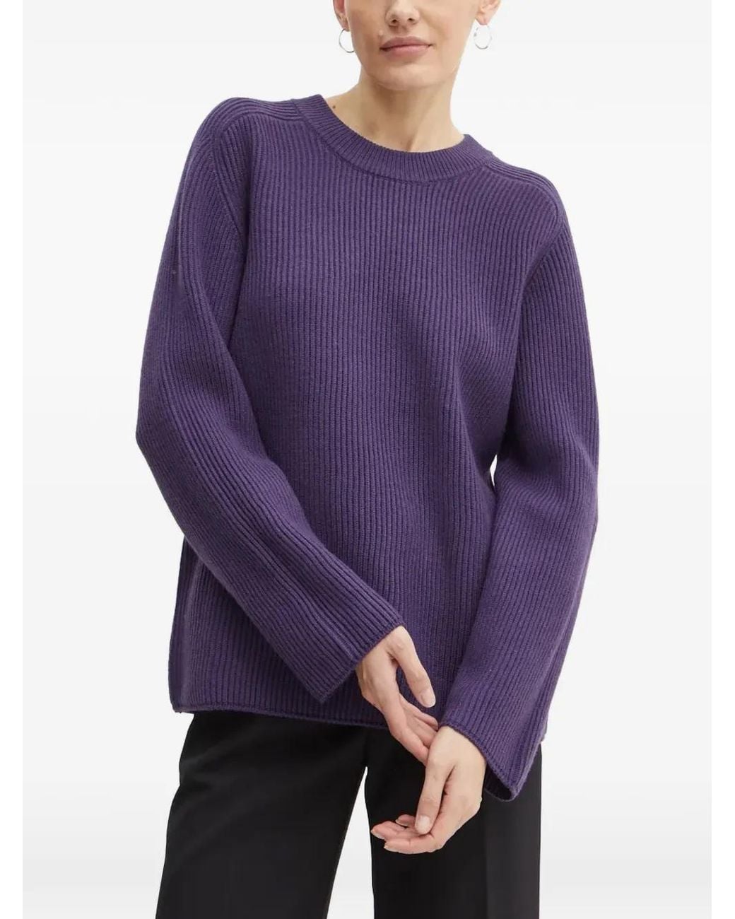 MICHAEL Michael Kors Purple Ribbed Merino Wool Sweater