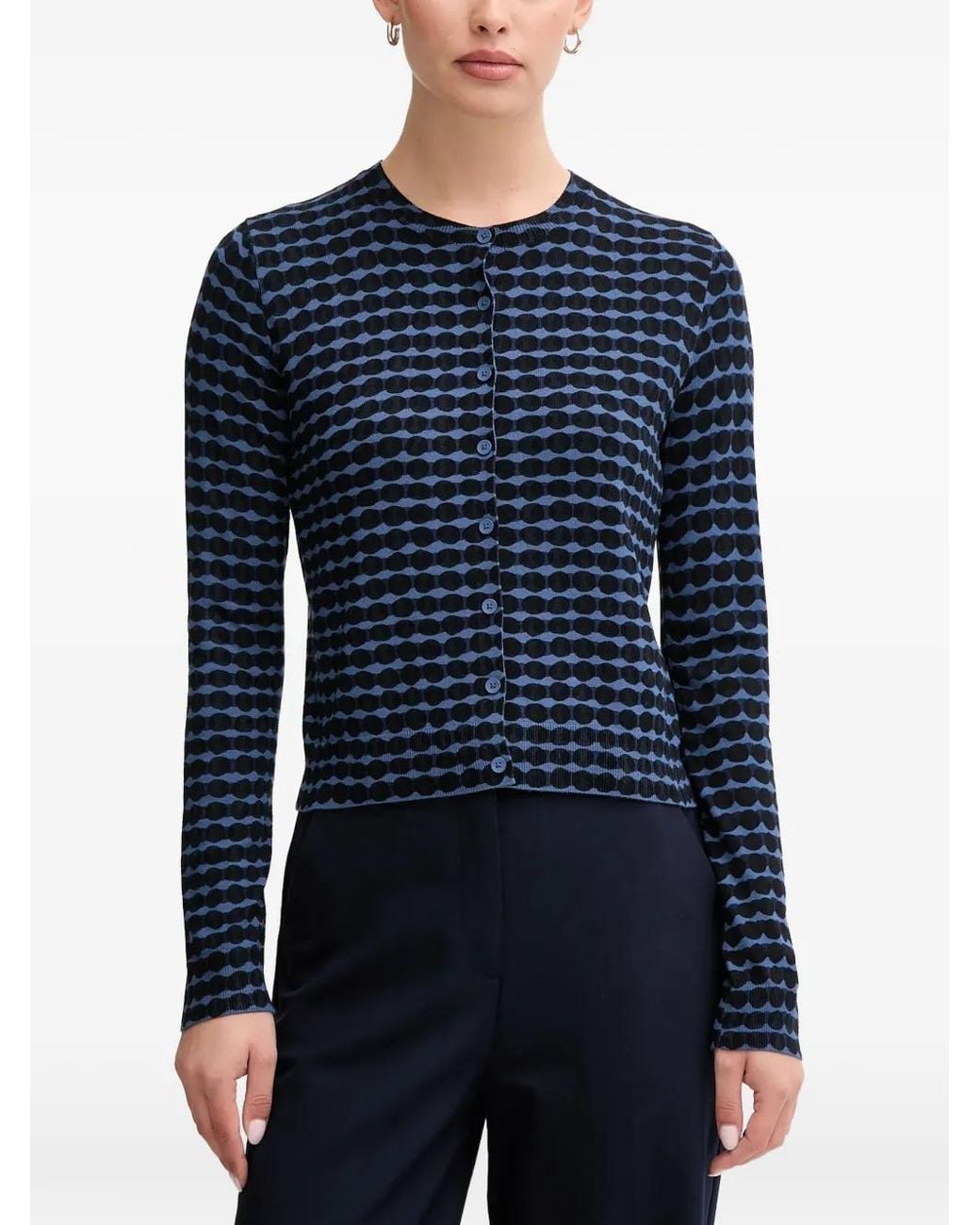 Benetton Blue Patterned Button Cardigan