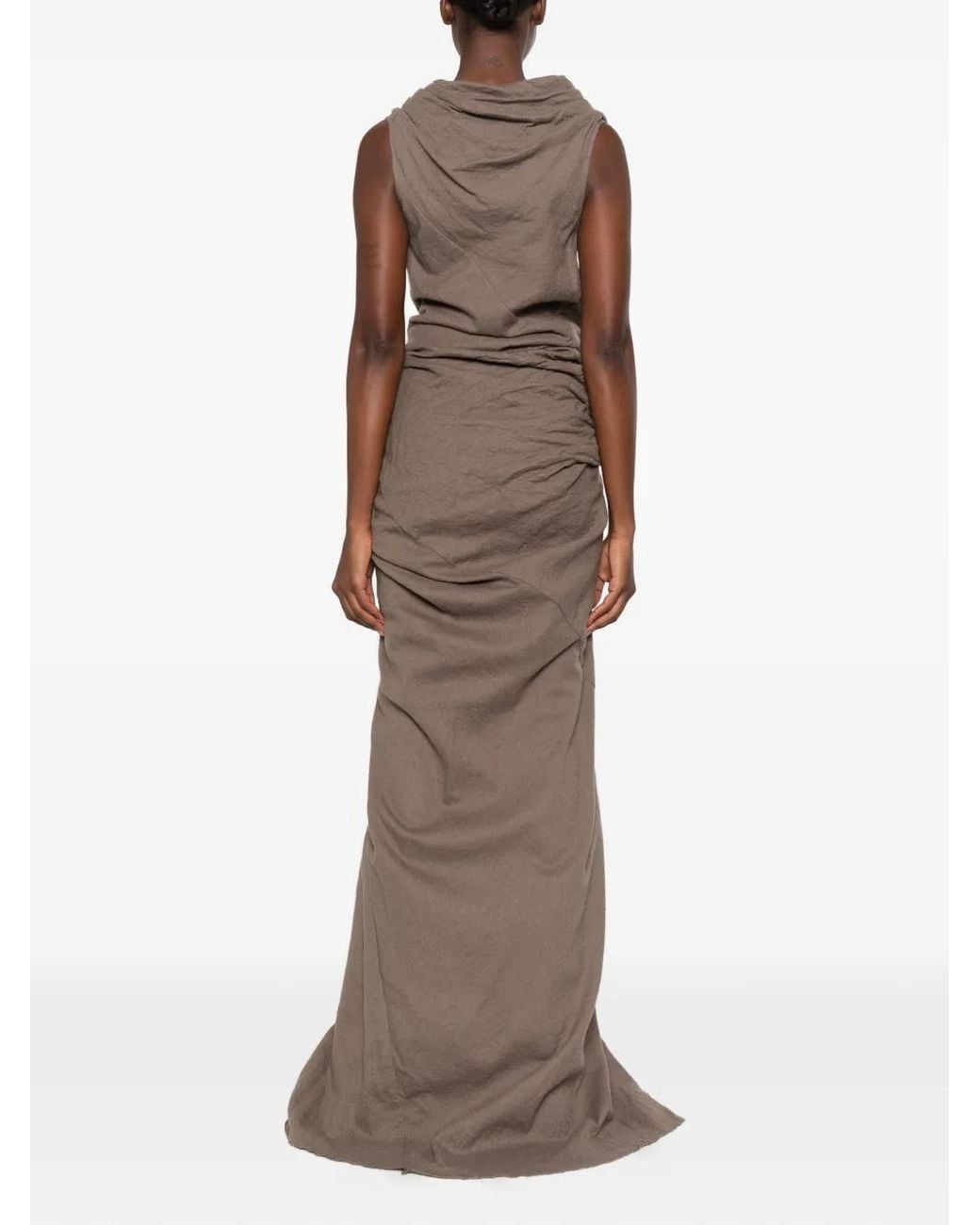 Rick Owens Natural Draped Asymmetric Dress