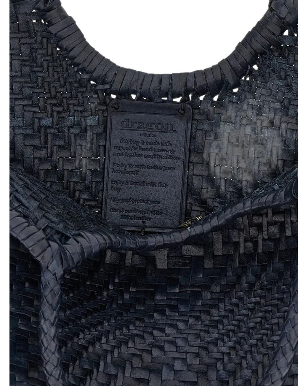 Dragon Diffusion Blue Nantucket Woven Leather Tote Bag