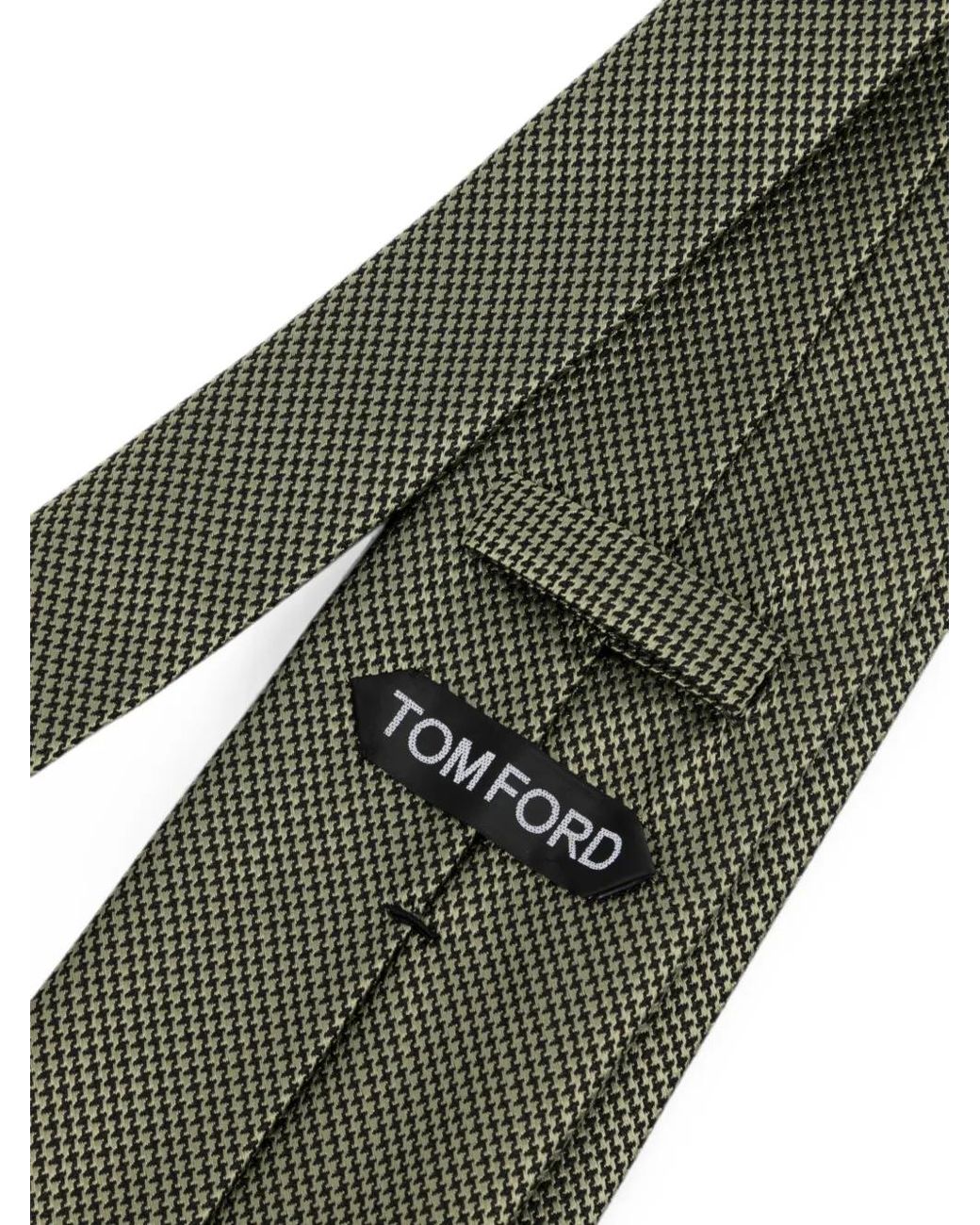 Tom Ford Green Houndstooth-Patterned Tie for men