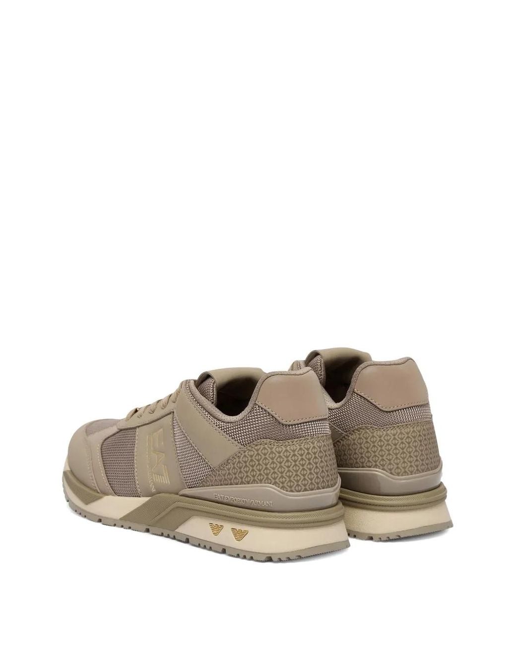 EA7 Natural Logo-Lettering Mesh-Panel Sneakers