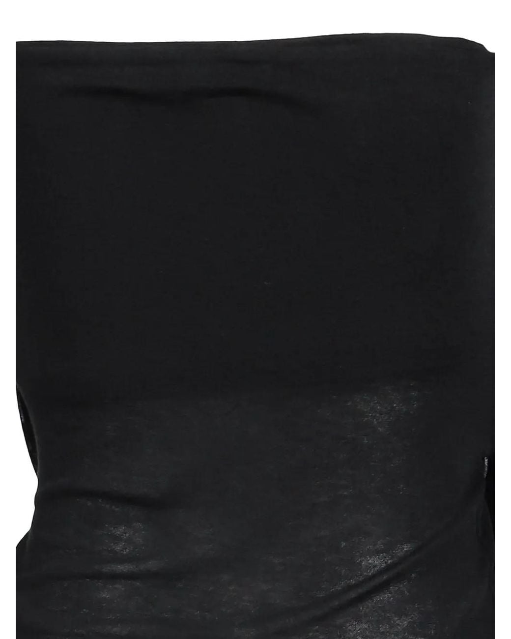 BOHEMSEO Black Signature Twist-Drape Tube Strapless Blouse