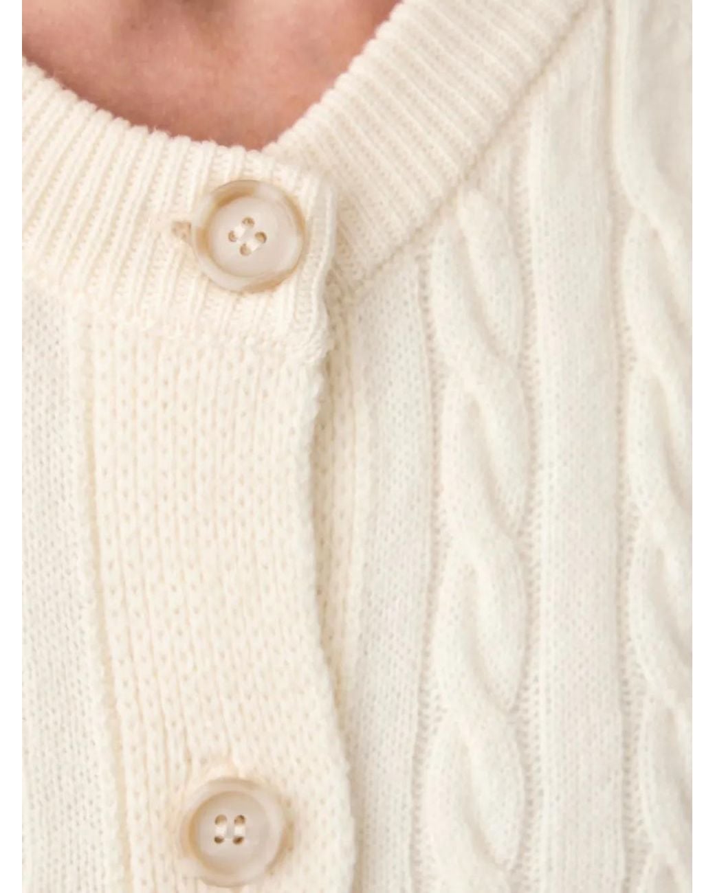Marc O' Polo White Cable-Knit Long-Sleeve Cardigan