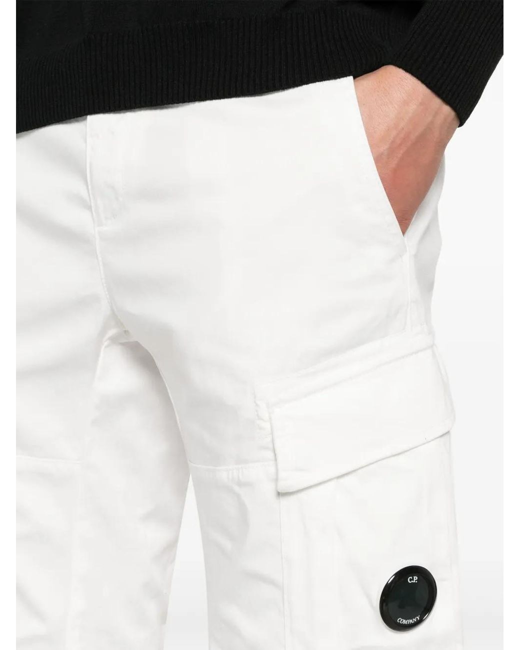 C P Company White Lens-Detail Cargo Shorts for men