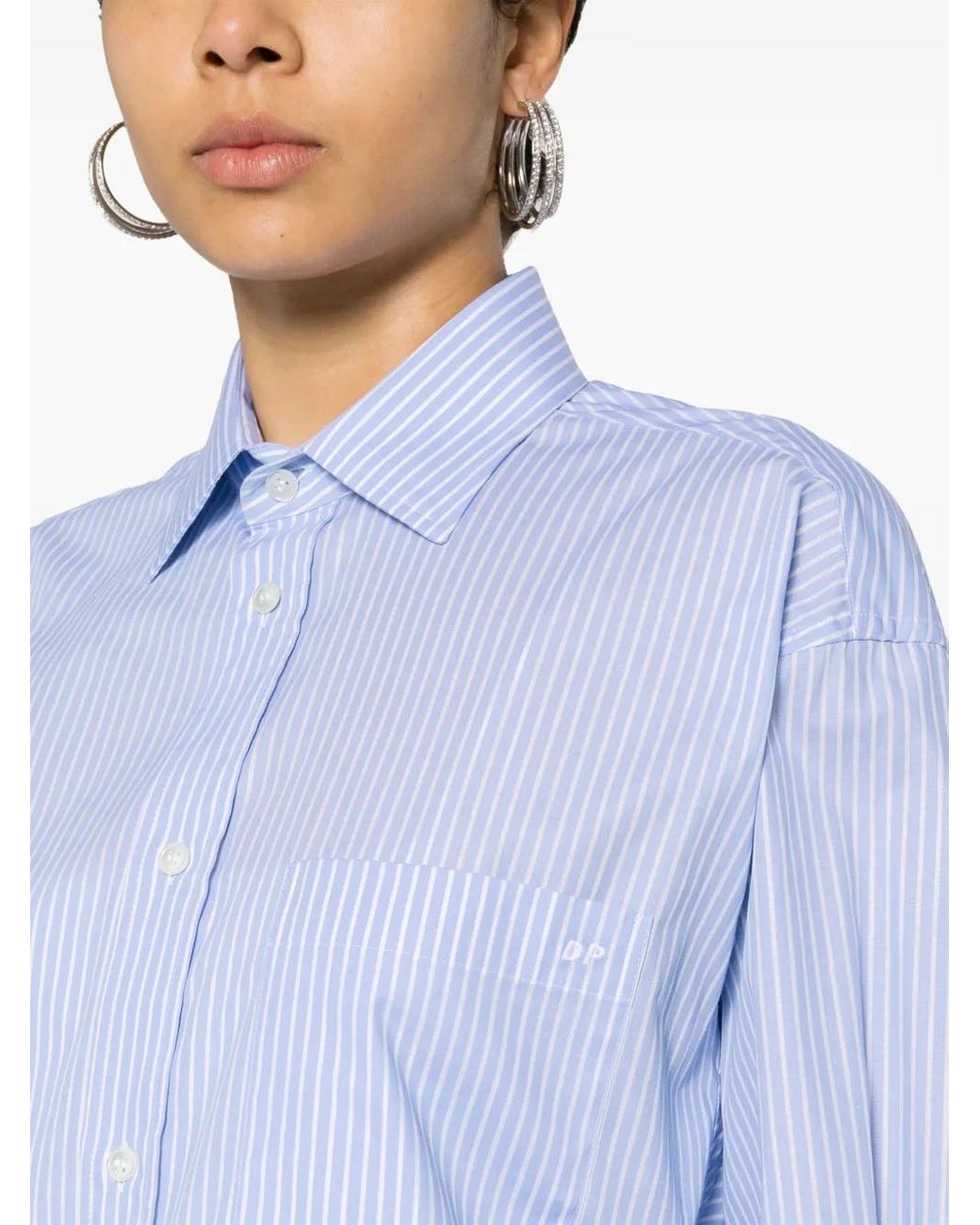 DARKPARK Blue Anne Striped Cotton Shirt