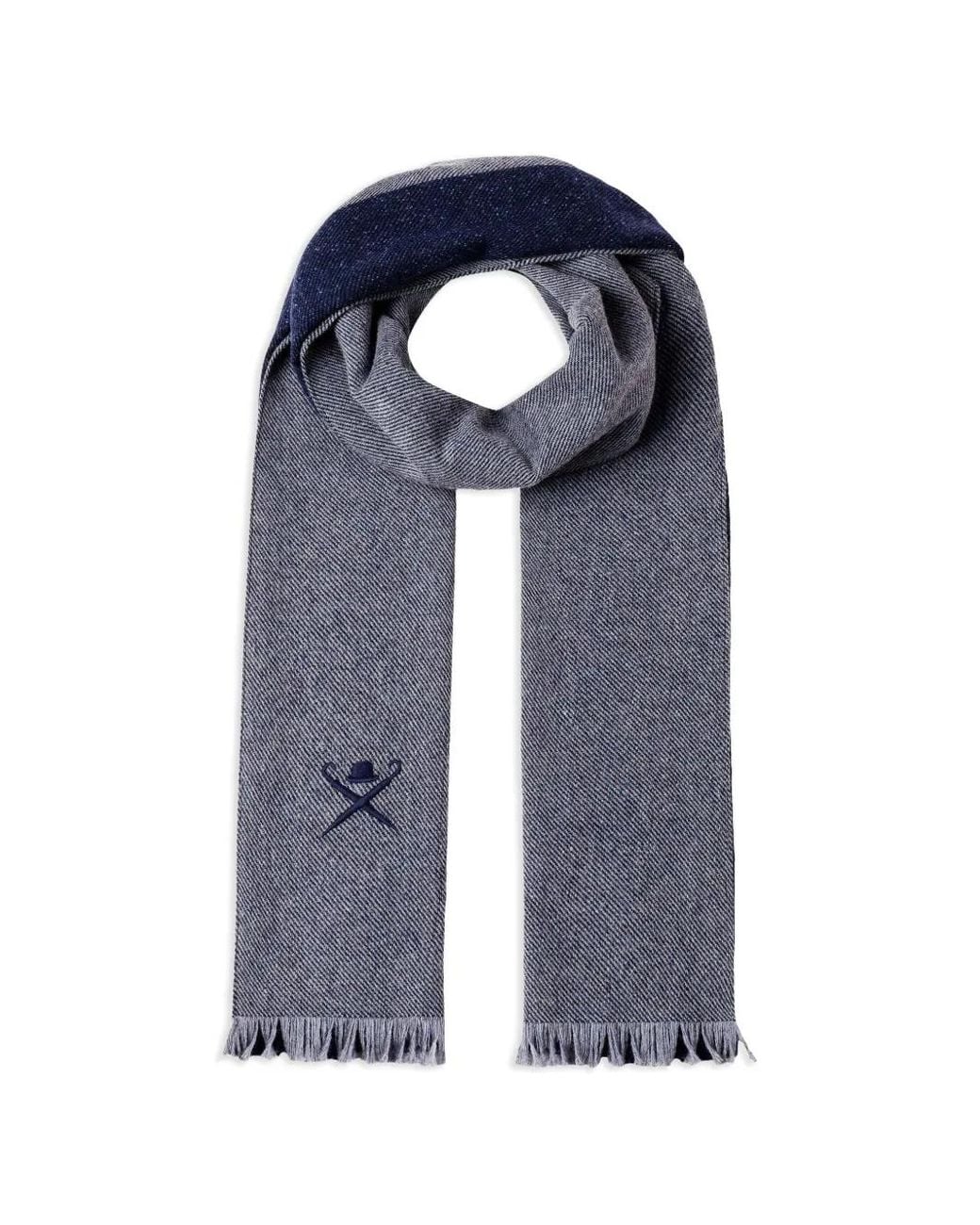 Hackett Blue Brolly Frisby Fringed Scarf for men