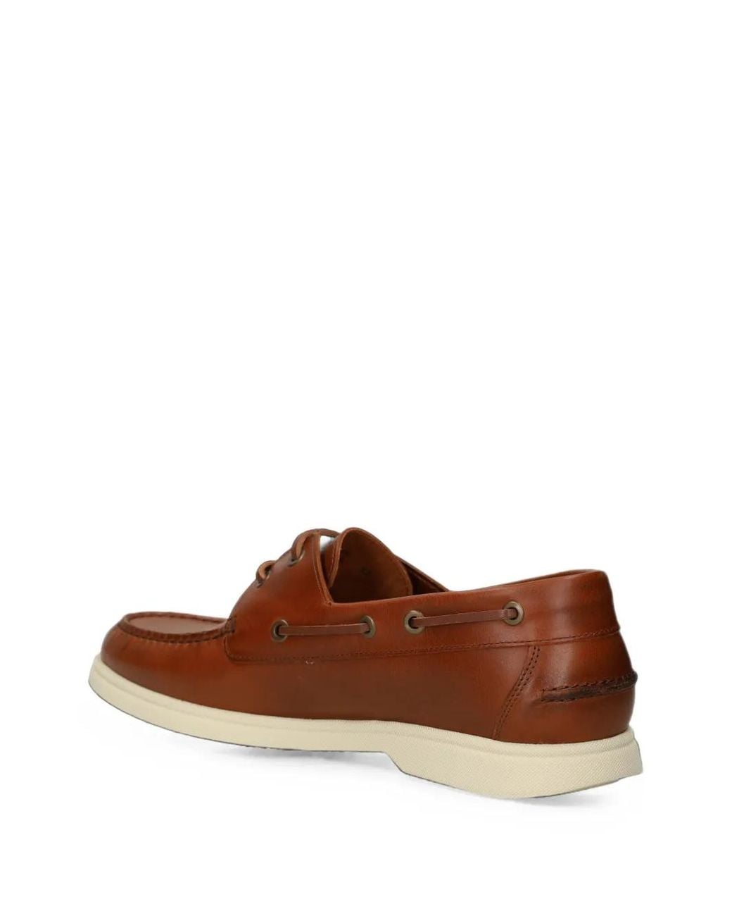 Boss Brown Lace-Up Leather Boat Shoes for men