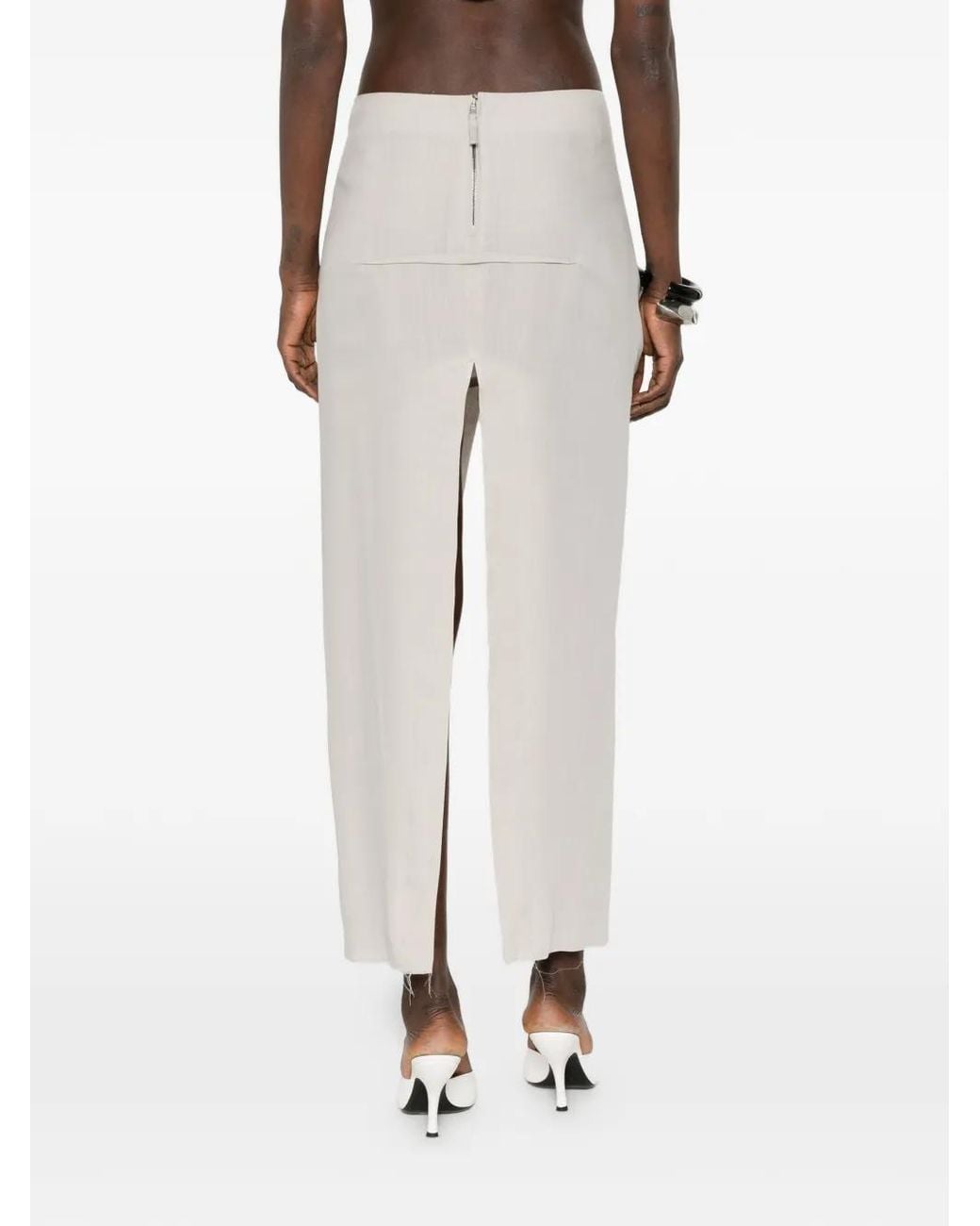 Rick Owens White Sliced Frayed Maxi Skirt