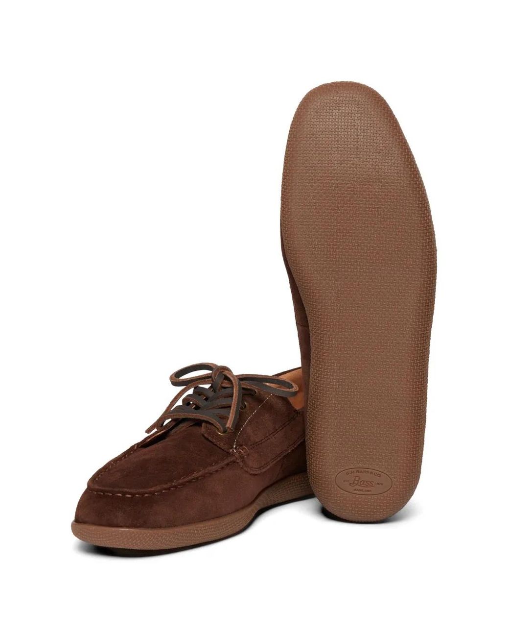 G.H.BASS Brown Wilton Driver 4-Eye Lace-Up Boat Shoes for men