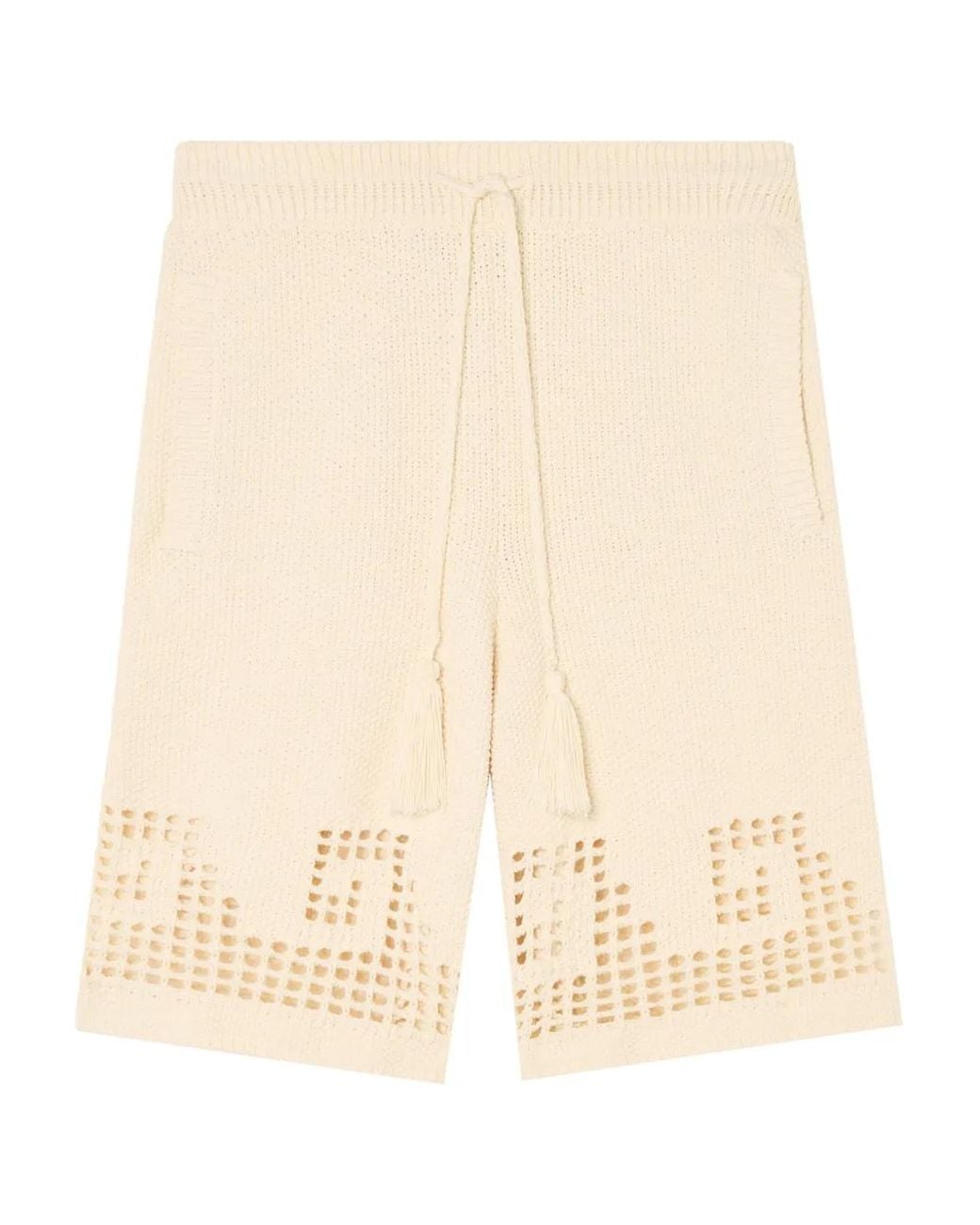 Alanui Natural Where The Wave Begins Tasselled Openwork Shorts for men