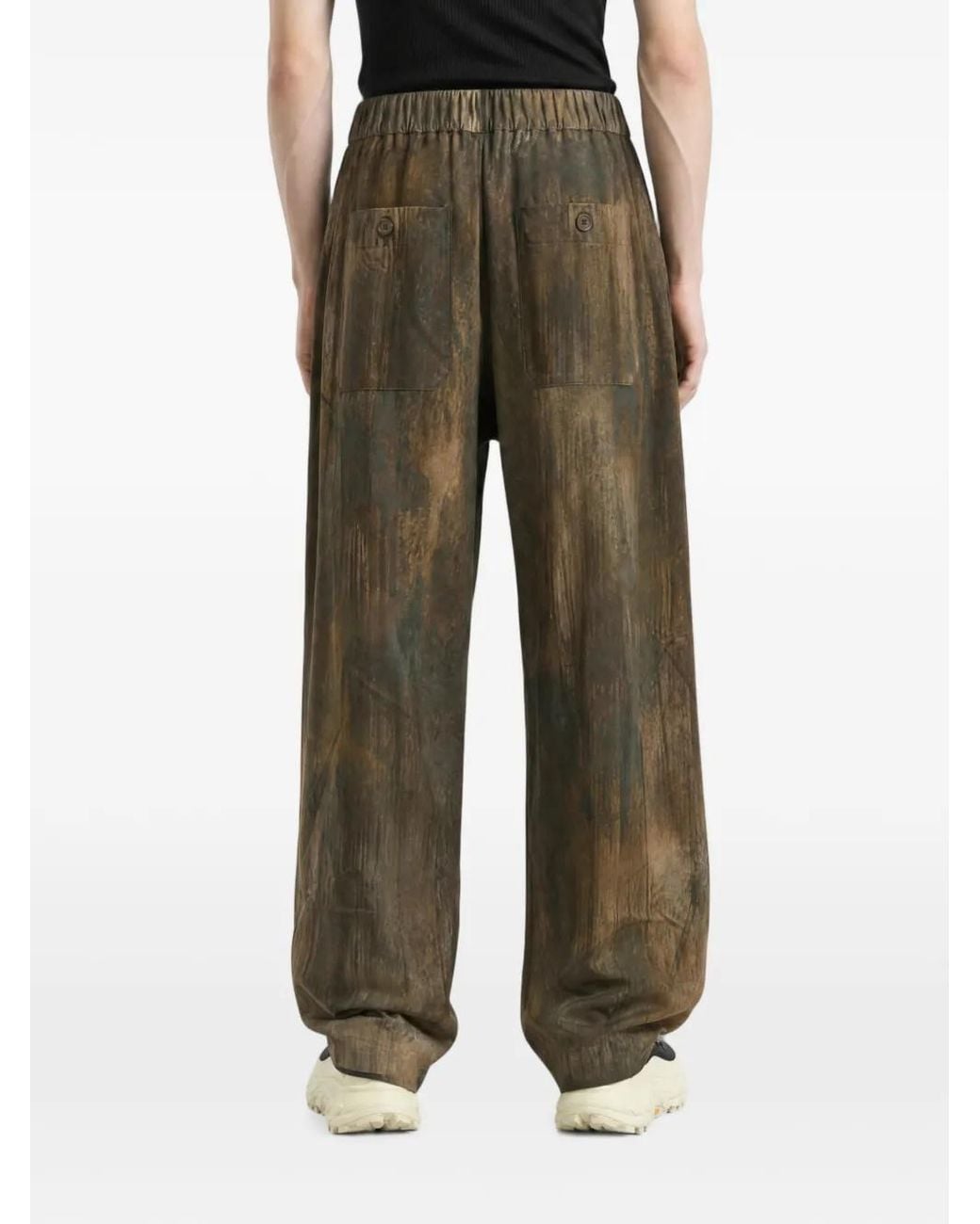 Ziggy Chen Green Pleated Drawstring-Waist Trousers for men